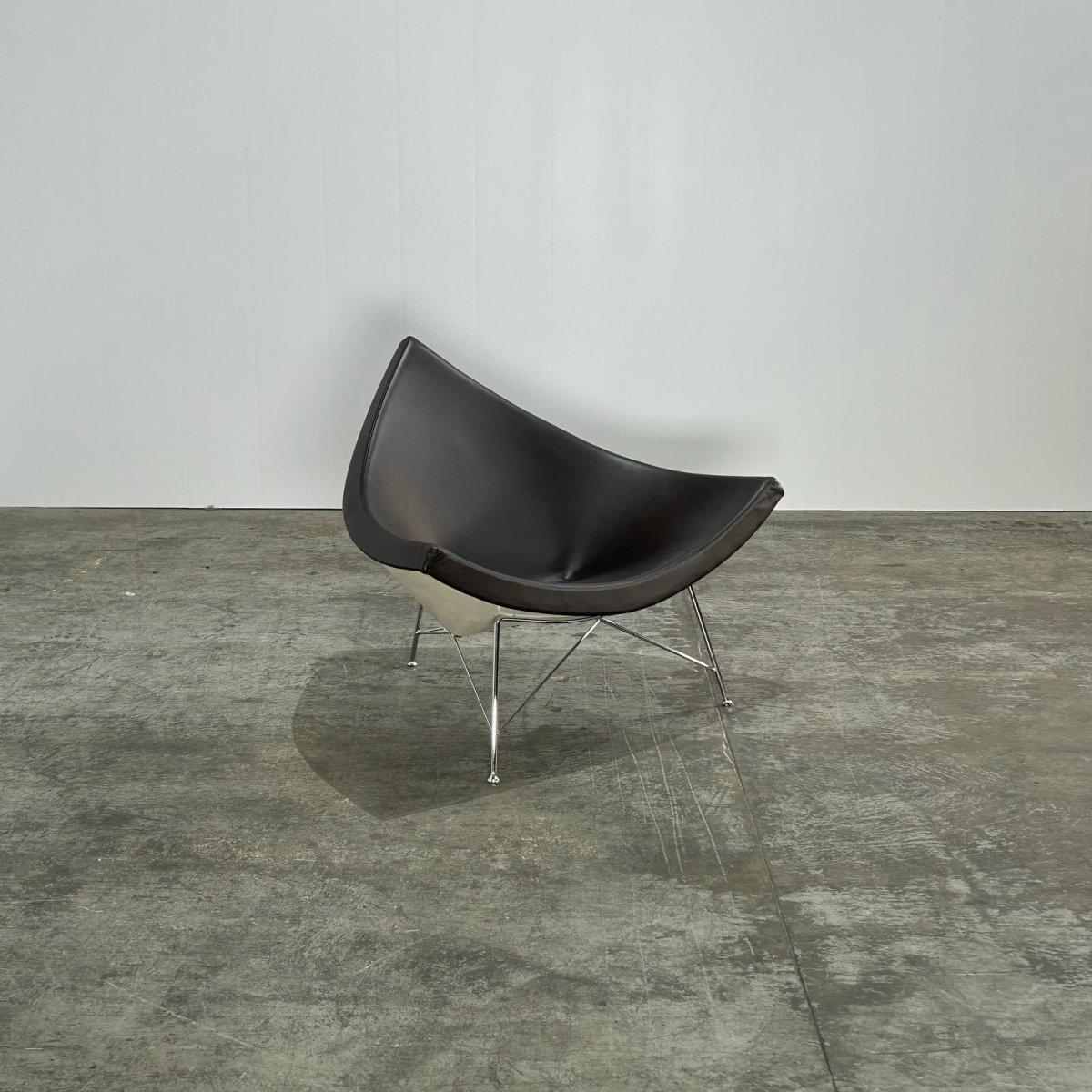 Metallo Sedia in pelle di cocco Vitra di George Nelson in vendita