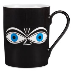 Vitra Coffee Mug in Black with Blue Eyes by Alexander Girard