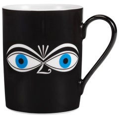 Vitra Coffee Mugs in Black with Blue Eyes by Alexander Girard - 1stdibs New York