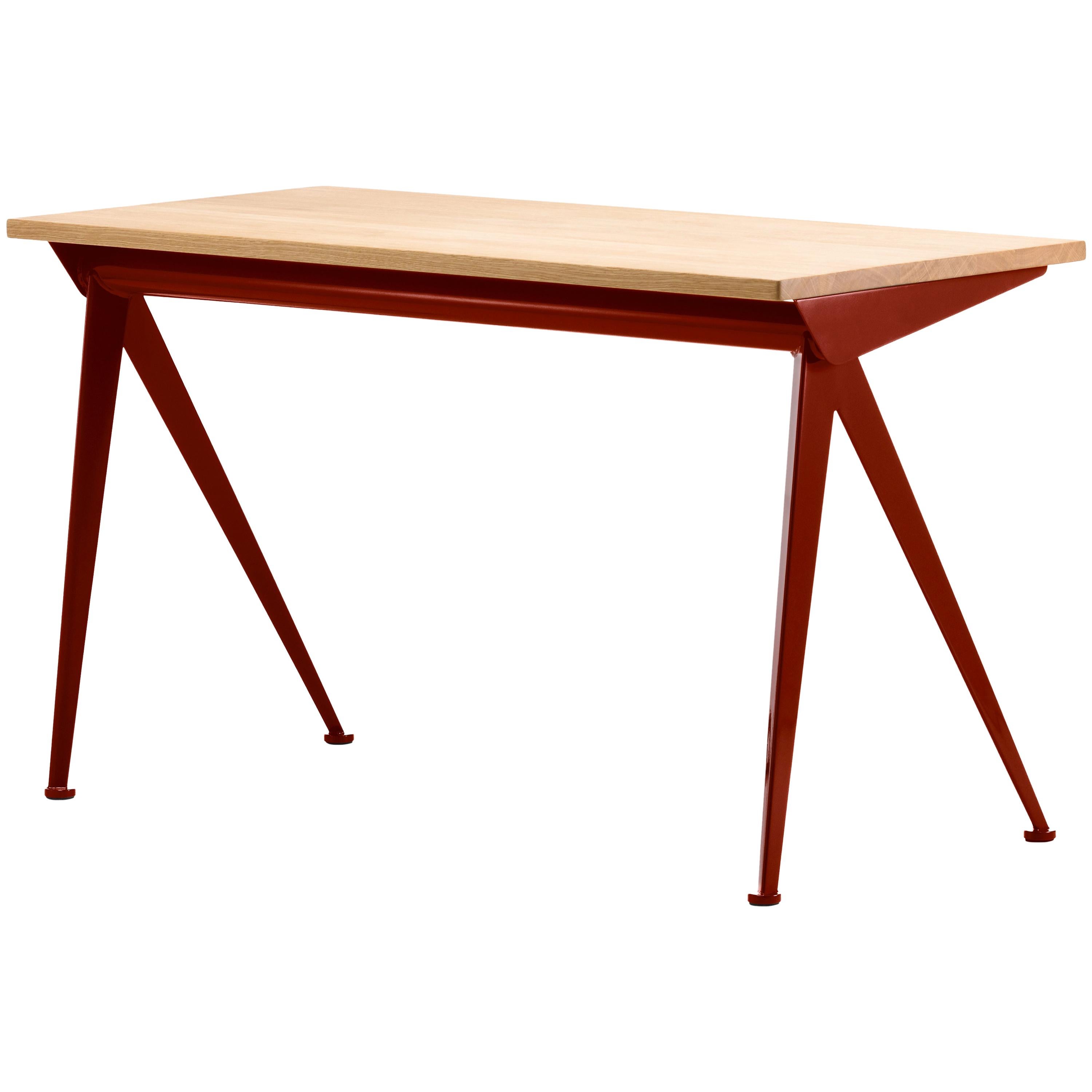 Vitra Compas Direction Desk in Natural Oak & Japanese Red by Jean Prouvé For Sale