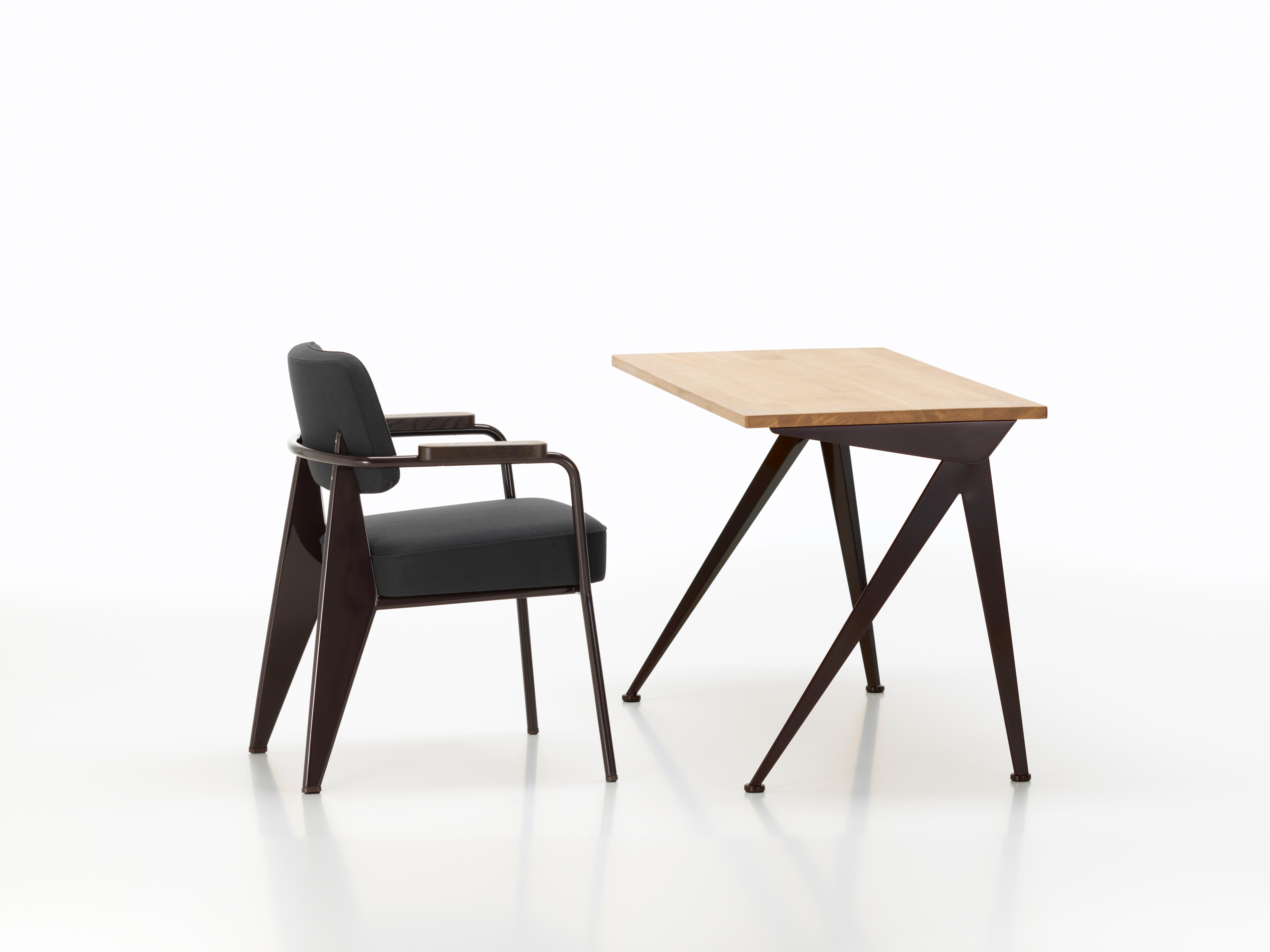 Modern Vitra Compas Direction Desk in Smoked Oak and Black by Jean Prouvé For Sale