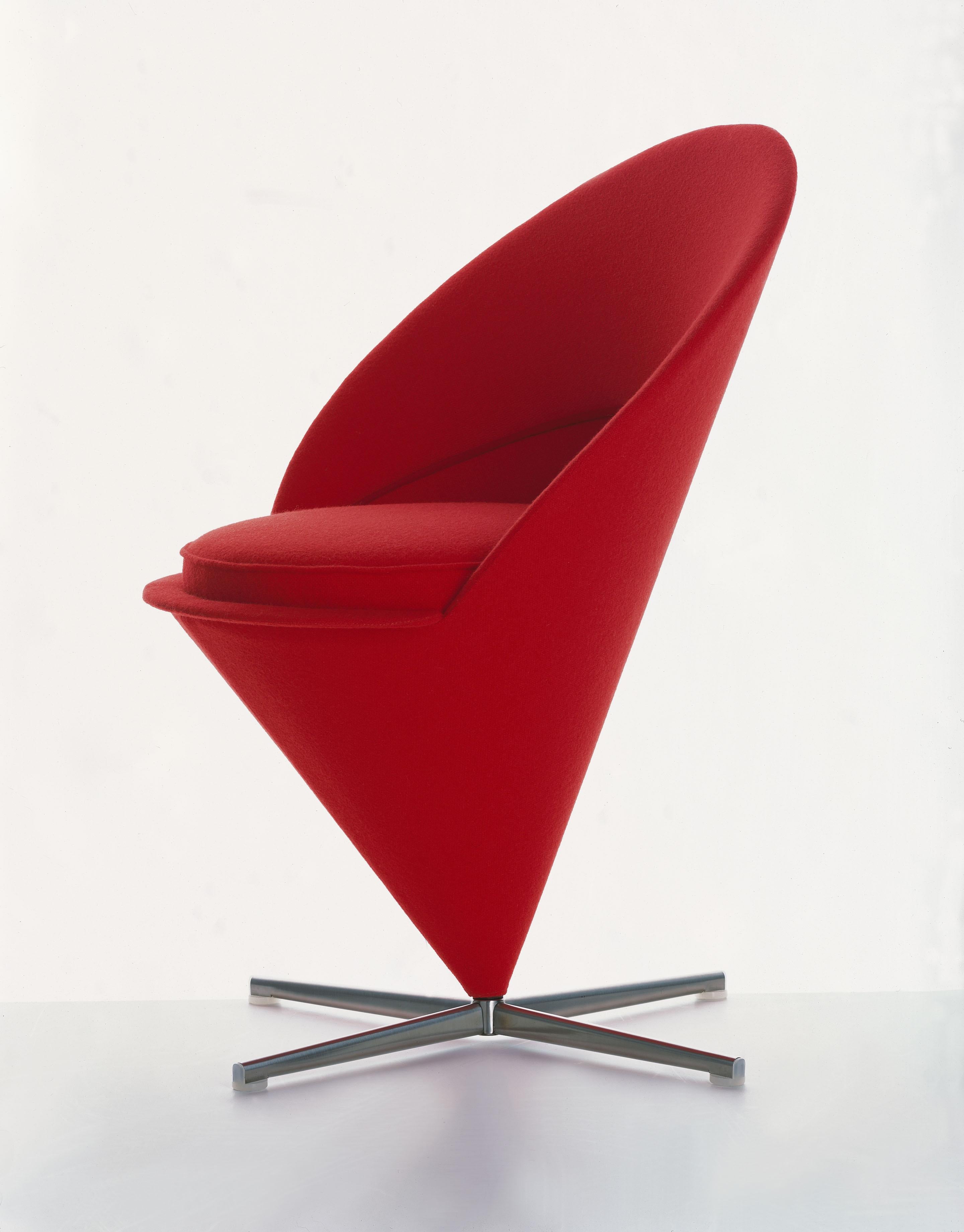 Modern Vitra Cone Chair in Red by Verner Panton For Sale