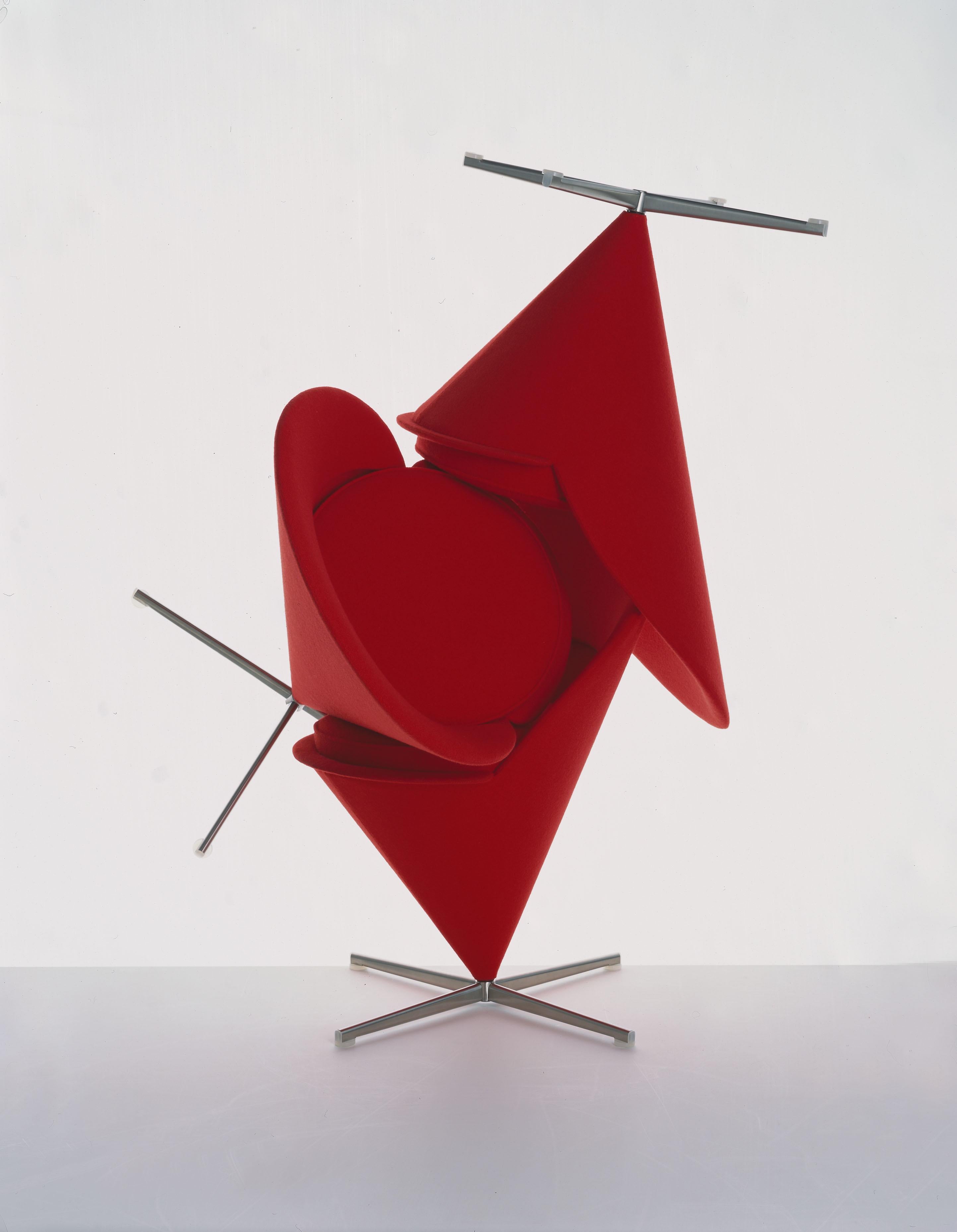 Contemporary Vitra Cone Chair in Red by Verner Panton For Sale