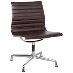 Vitra EA 105 Designer Leather Chair Brown Real Leather Armchair by Charles