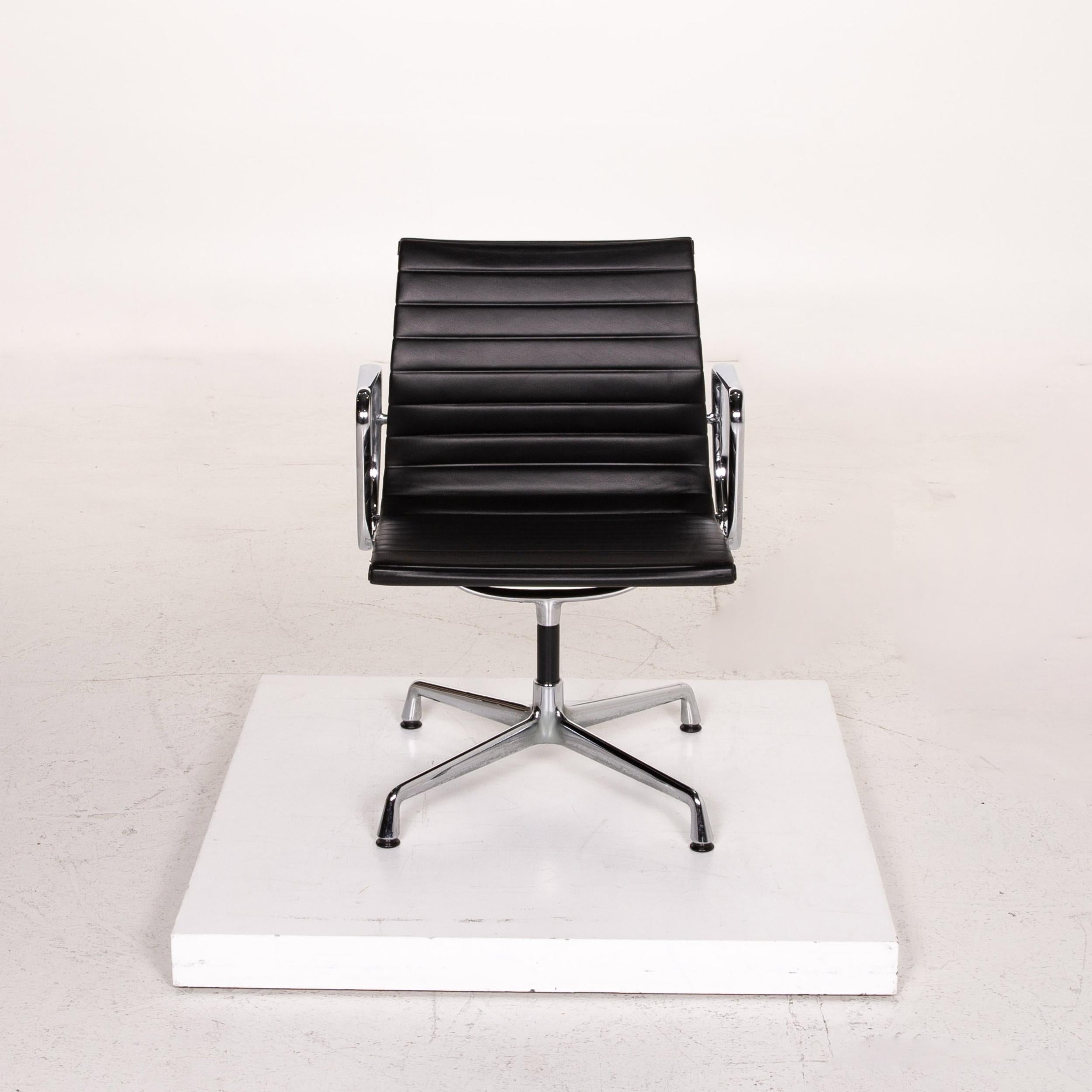 Vitra EA 107 Leather Aluminum Chair Brown Dark Brown 1