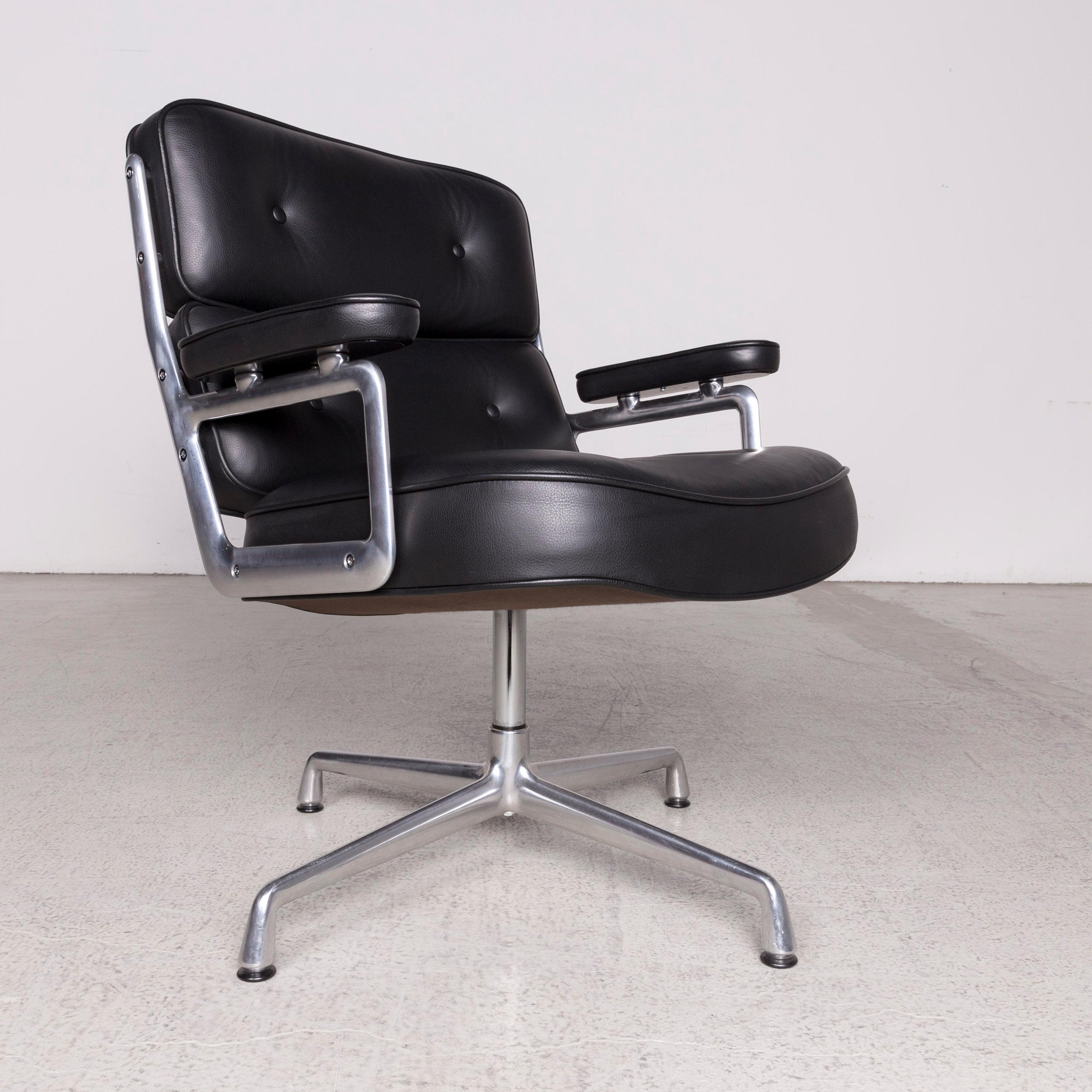 Modern Vitra EA 108 Lobby Chair Designer Leather Armchair Black Genuine Leather
