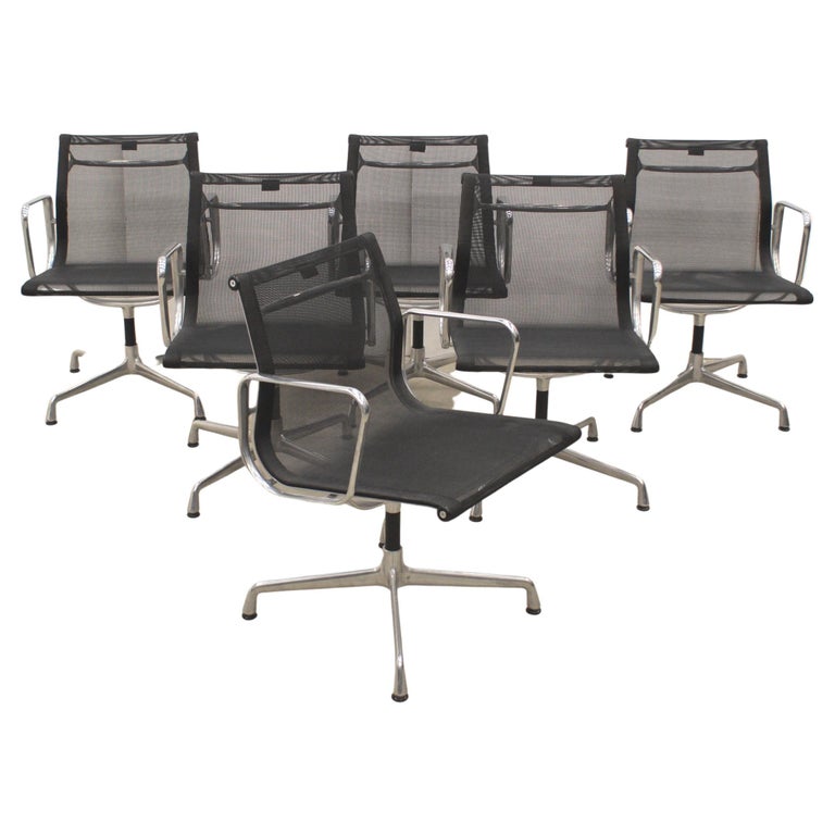 Vitra EA108 Aluminium Chair by Charles Eames Netweave, Set of 8 For Sale at  1stDibs