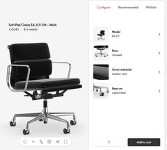 VITRA EAMES EA 217 / 219 SOFT PAD LEATHER CAPTAINS SWIVEL OFFICE CHAiR