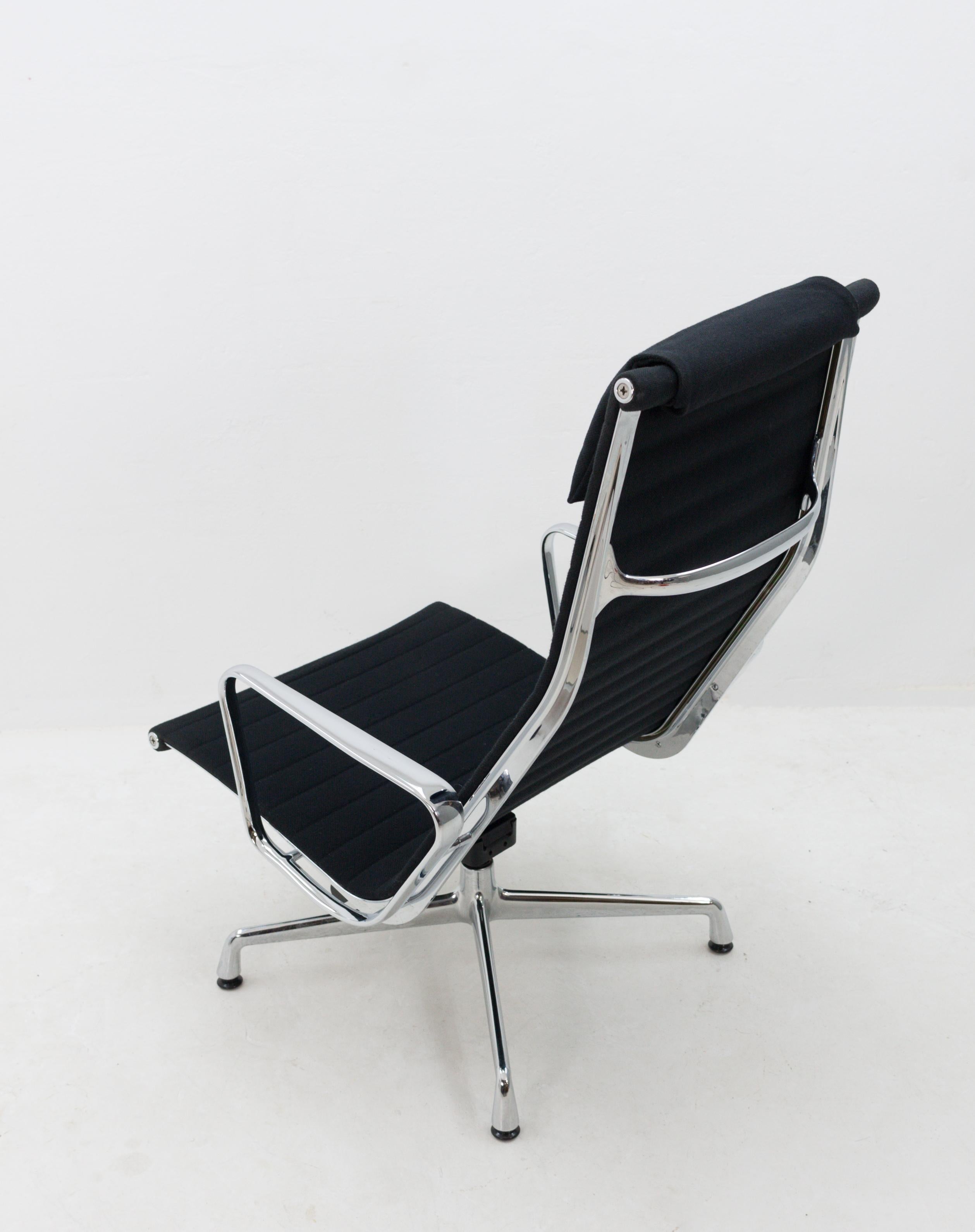 Swiss Vitra Eames Ea116 Rotating Swivel Lounge Chair in Black Fabric