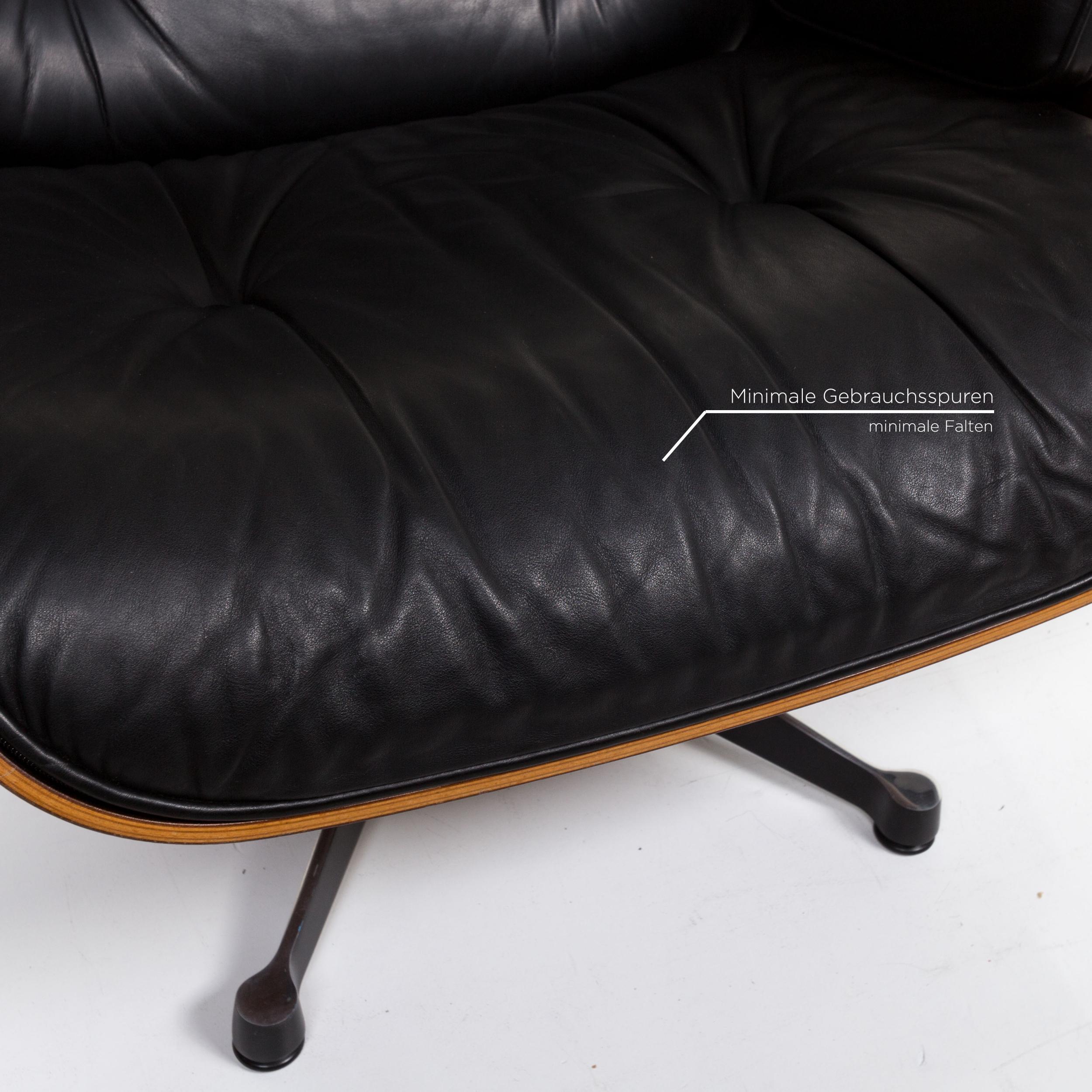 Modern Vitra Eames Lounge Chair Leather Armchair Black