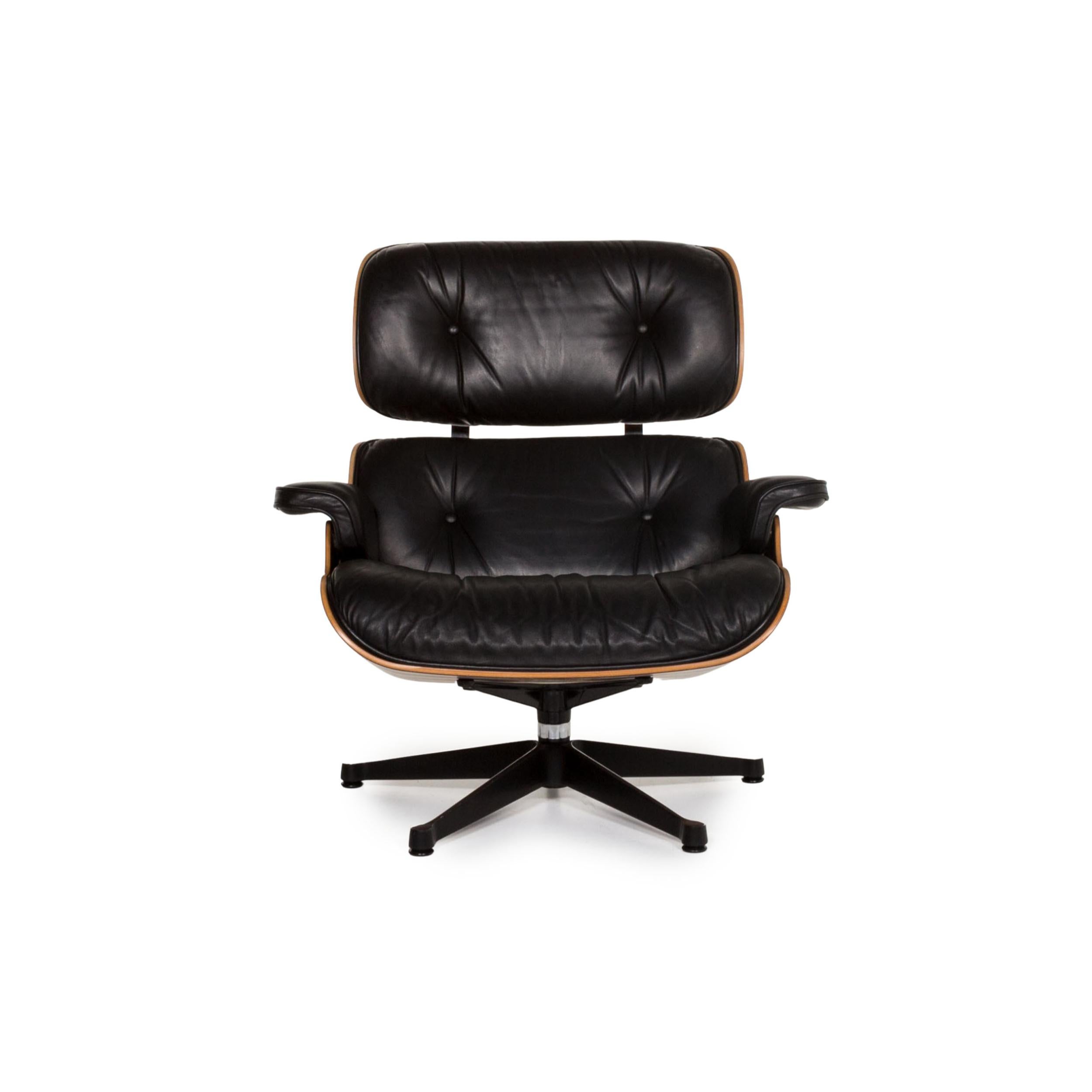 Contemporary Vitra Eames Lounge Chair Leather Armchair Black