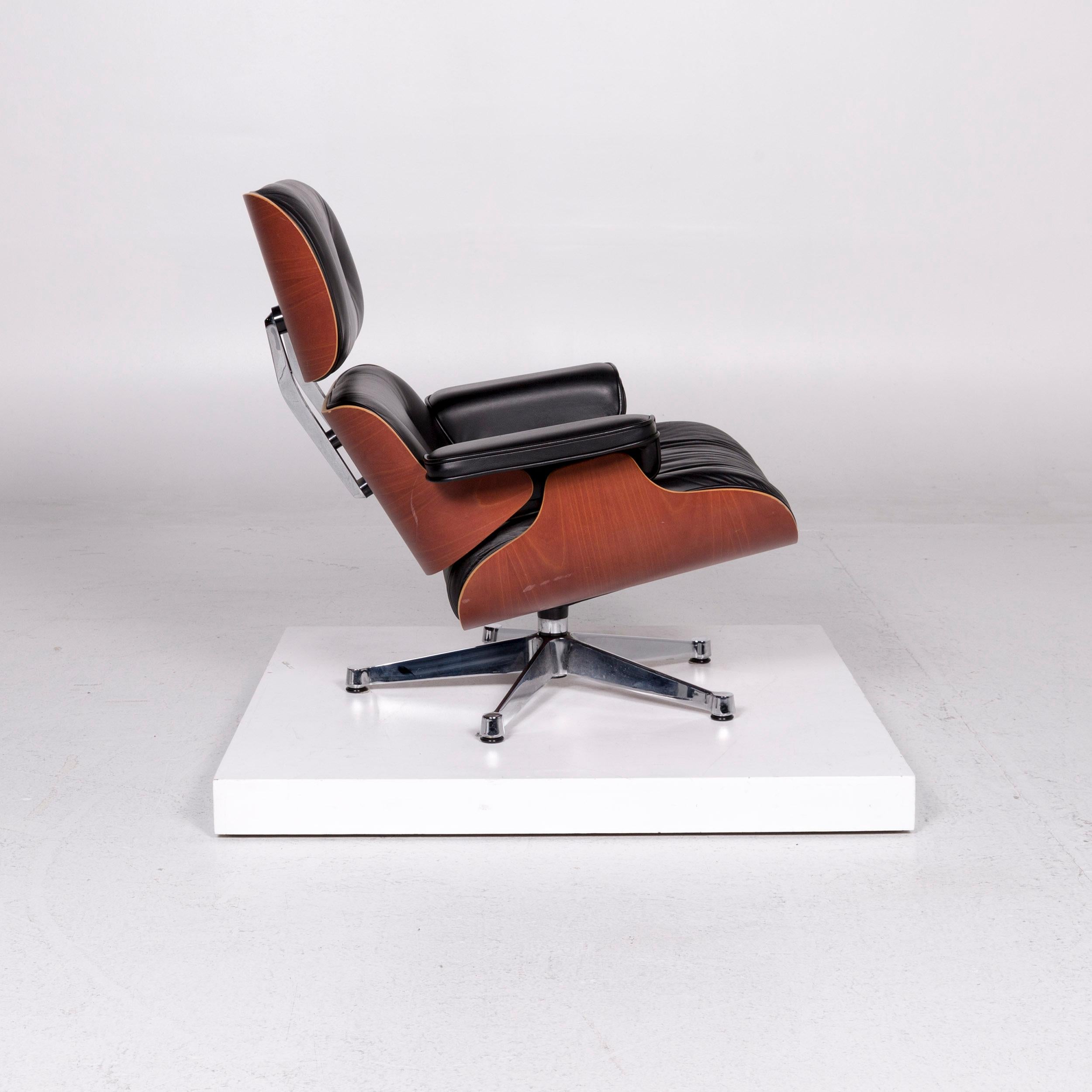 Vitra Eames Lounge Chair Leather Armchair Black Incl. Stool Cherrywood Club 4