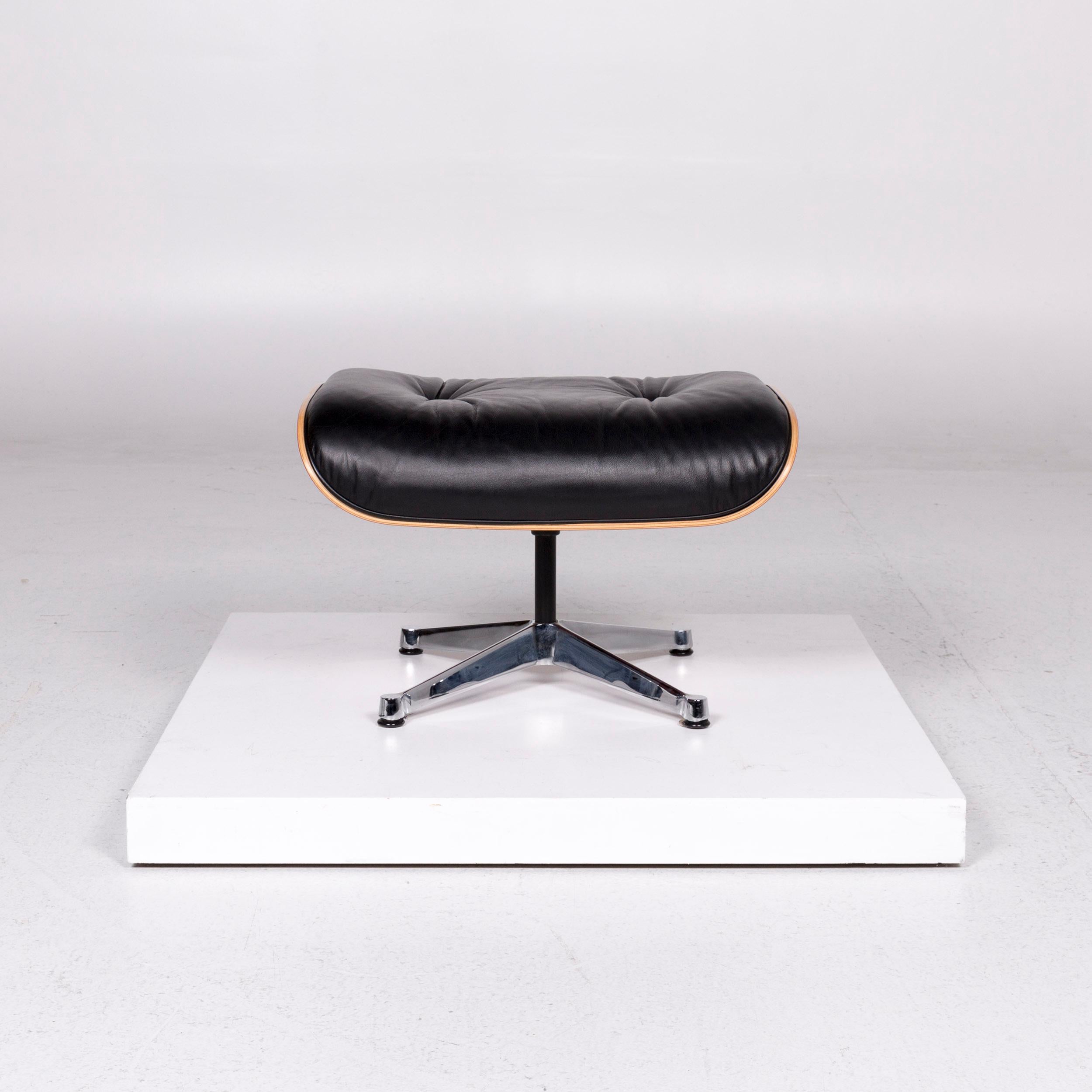 Vitra Eames Lounge Chair Leather Armchair Black Incl. Stool Cherrywood Club 7
