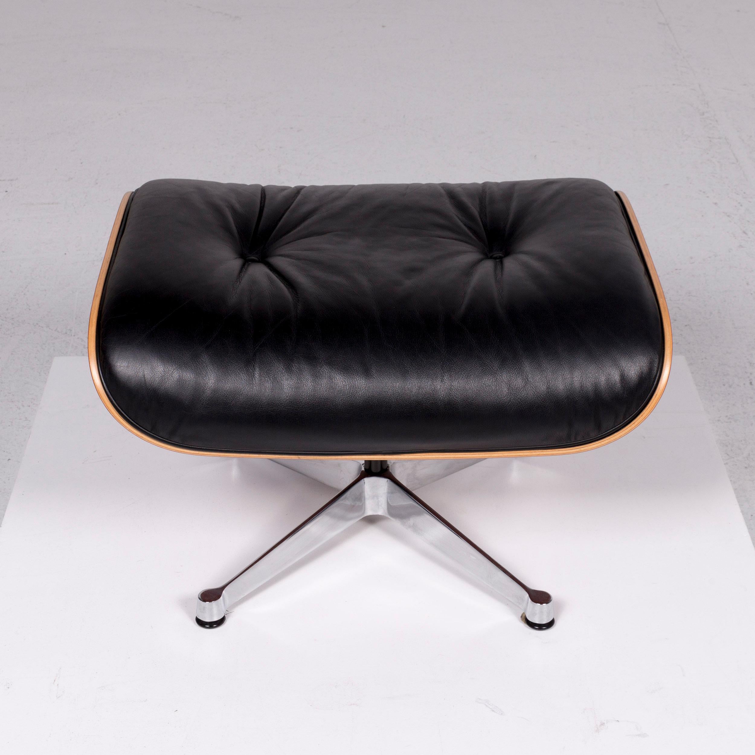 Vitra Eames Lounge Chair Leather Armchair Black Incl. Stool Cherrywood Club 10