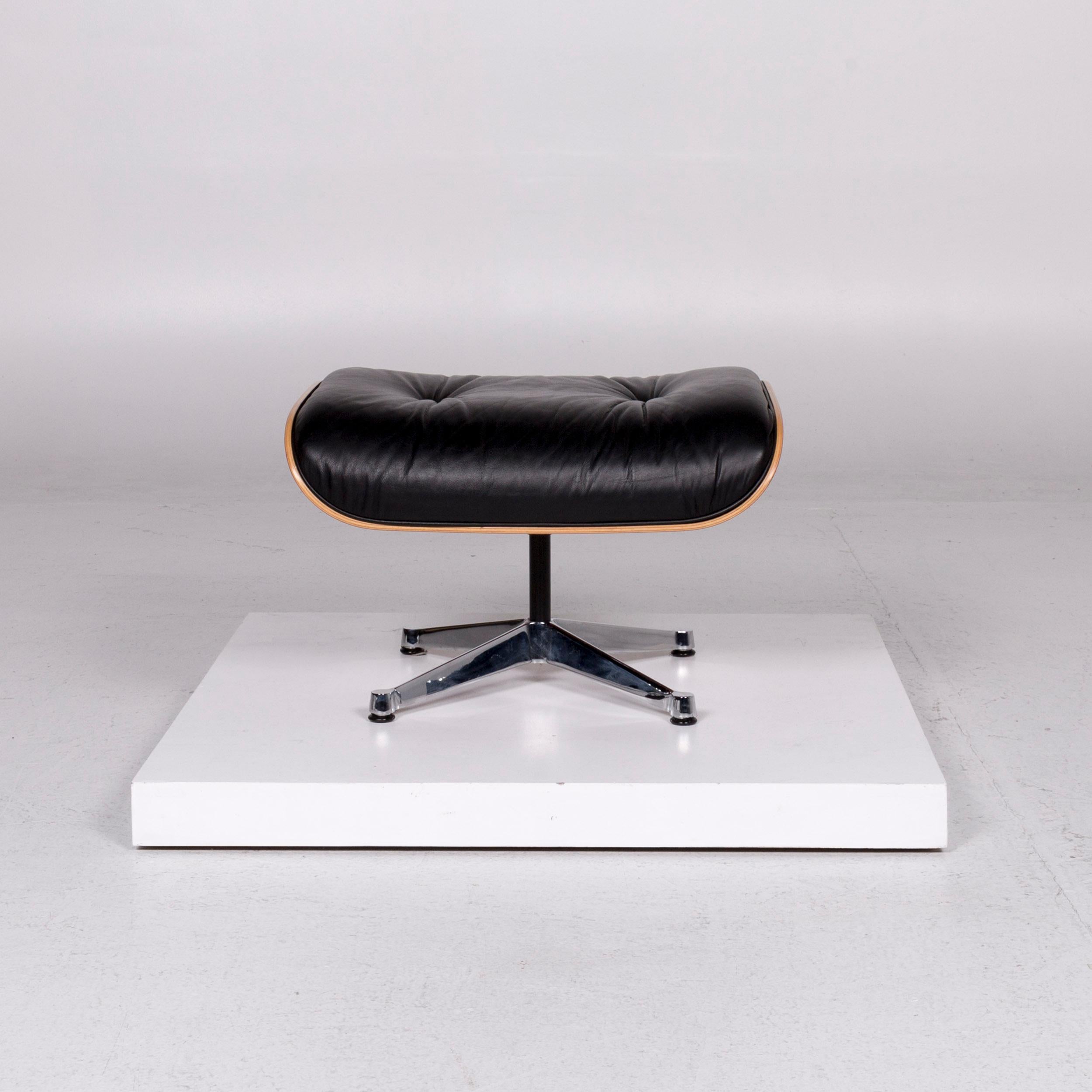 Vitra Eames Lounge Chair Leather Armchair Black Incl. Stool Cherrywood Club 12