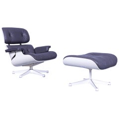 Vitra Eames Lounge Chair Set Grey White Leather One-Seat Armchair