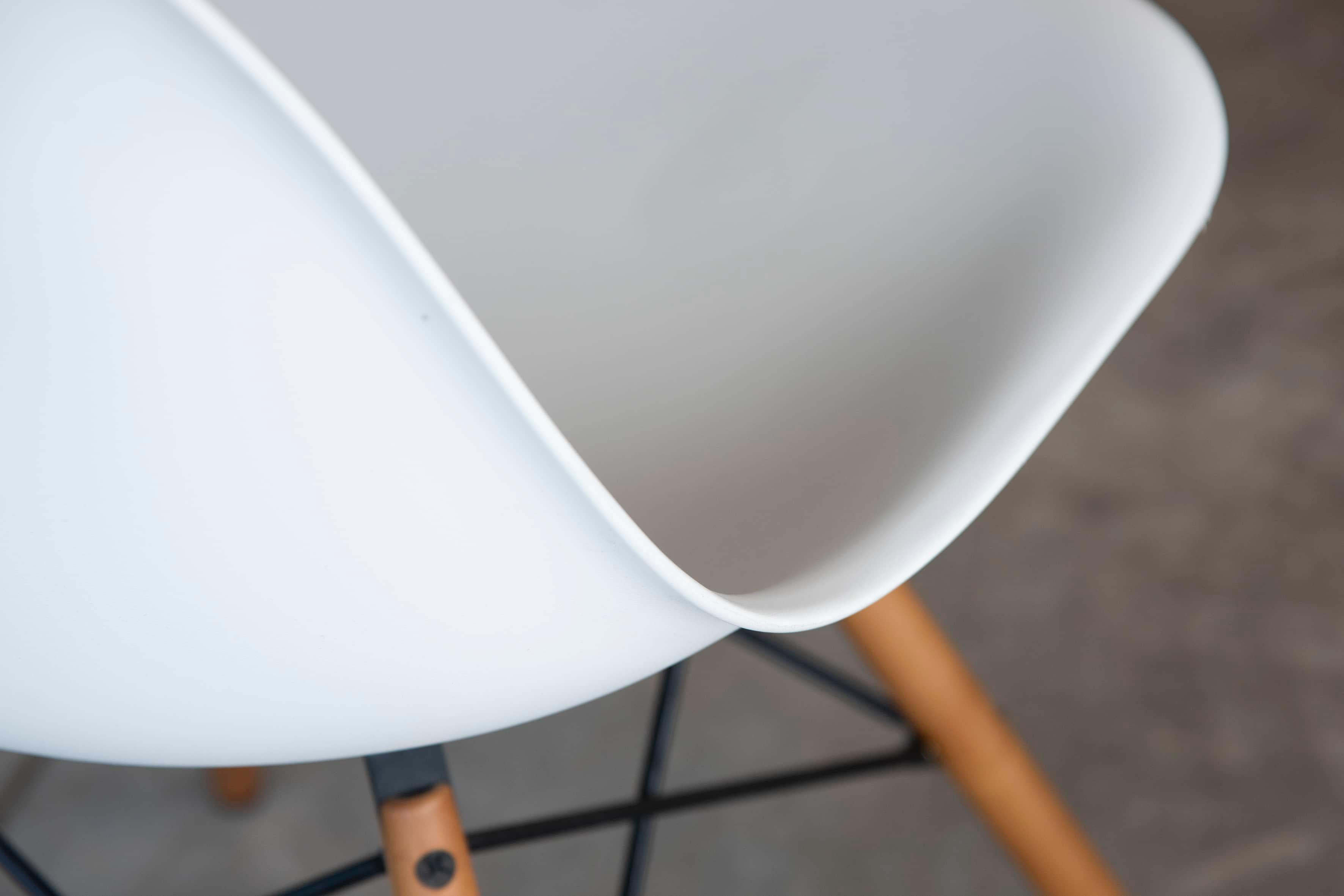 Vitra Eames White Plastic and light Wood Side Chairs DSW 3