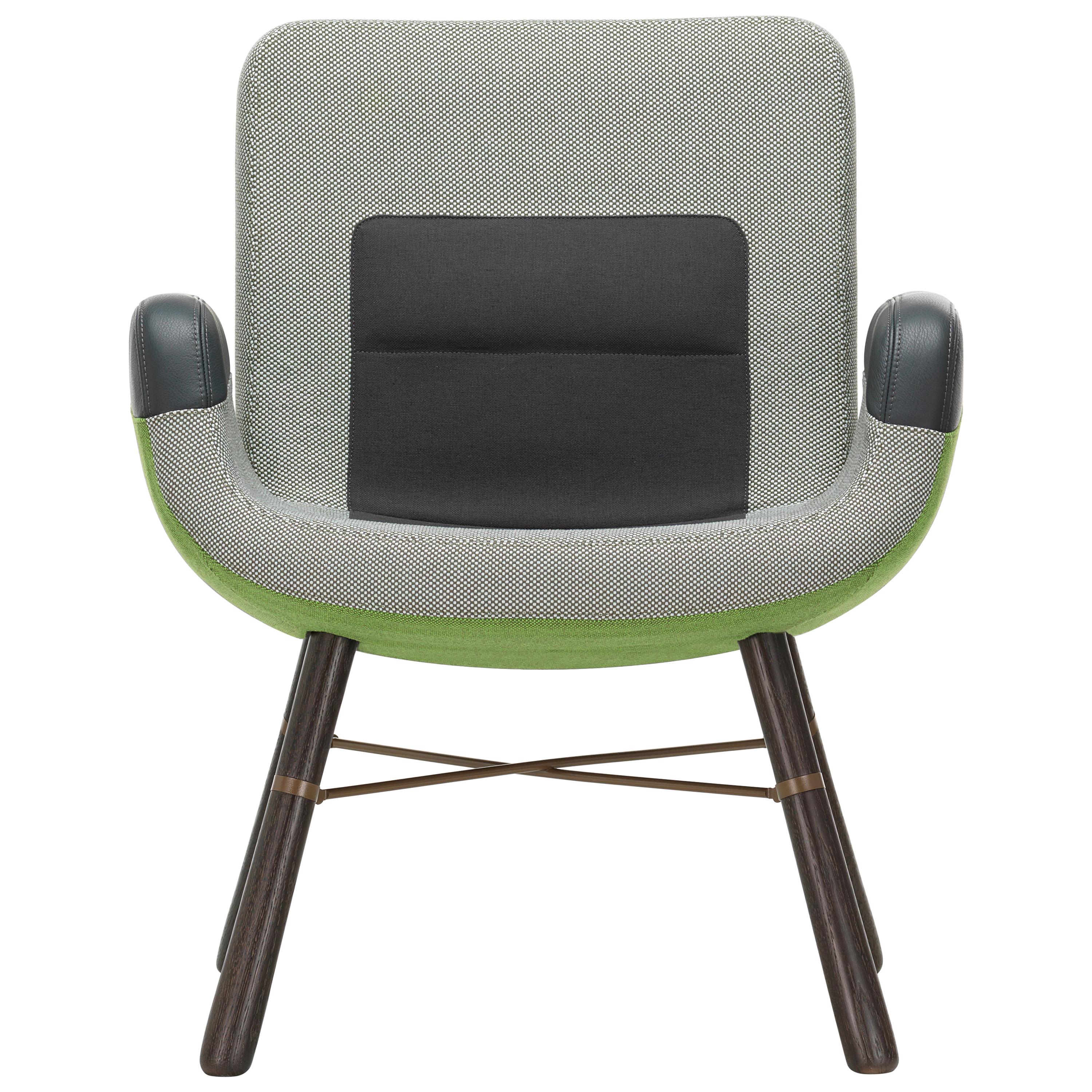 Vitra East River Chair in Green Fabric Mix with Dark Oak Legs by Hella Jongerius For Sale