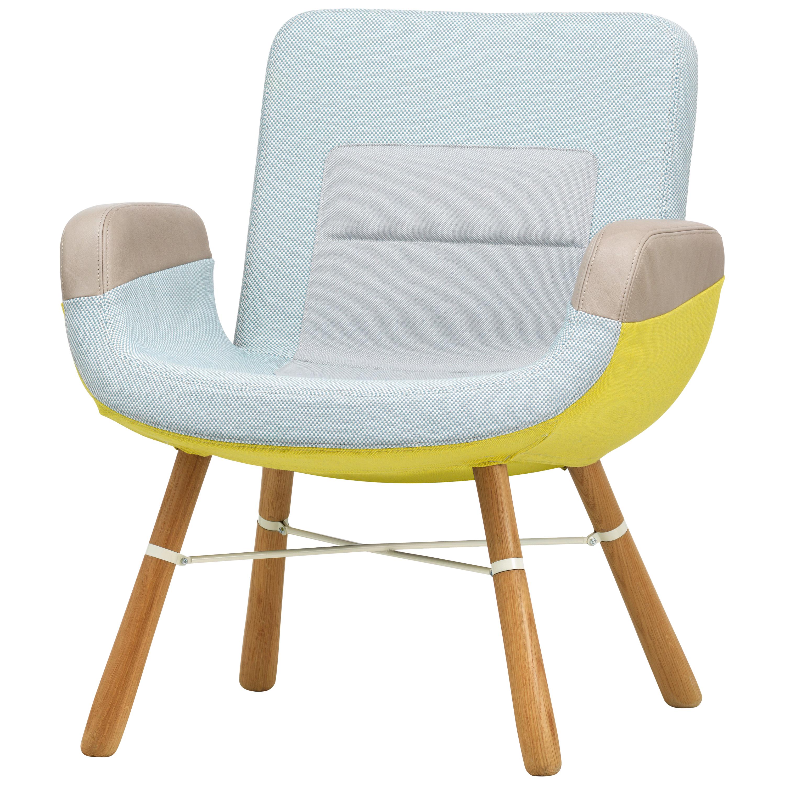Vitra East River Chair in Light Combo Fabric with Oak Legs by Hella Jongerius For Sale