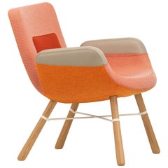 Vitra East River Chair in Red Combo Fabric with Oak Legs by Hella Jongerius