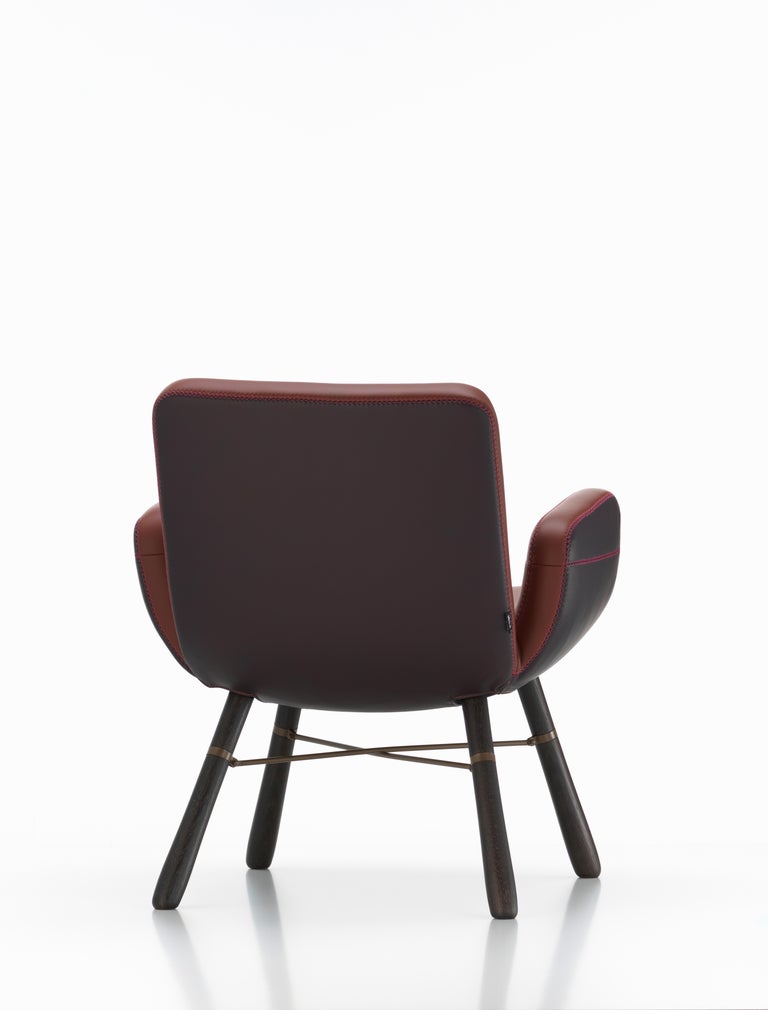 Vitra East River Chair in Warm Leather Mix with Dark Oak Legs by Hella