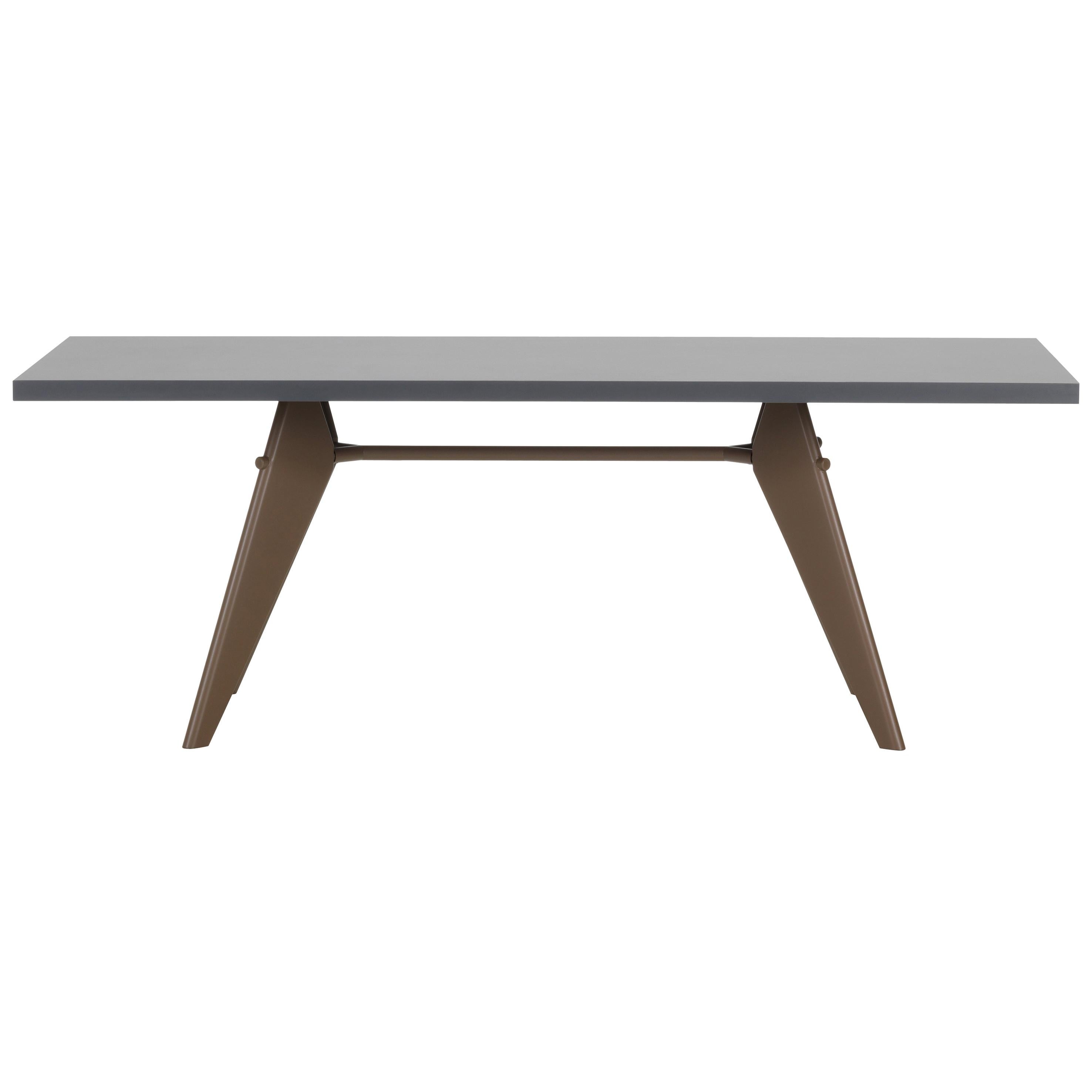 Vitra EM Table in Asphalt HPL and Coffee by Jean Prouvé For Sale