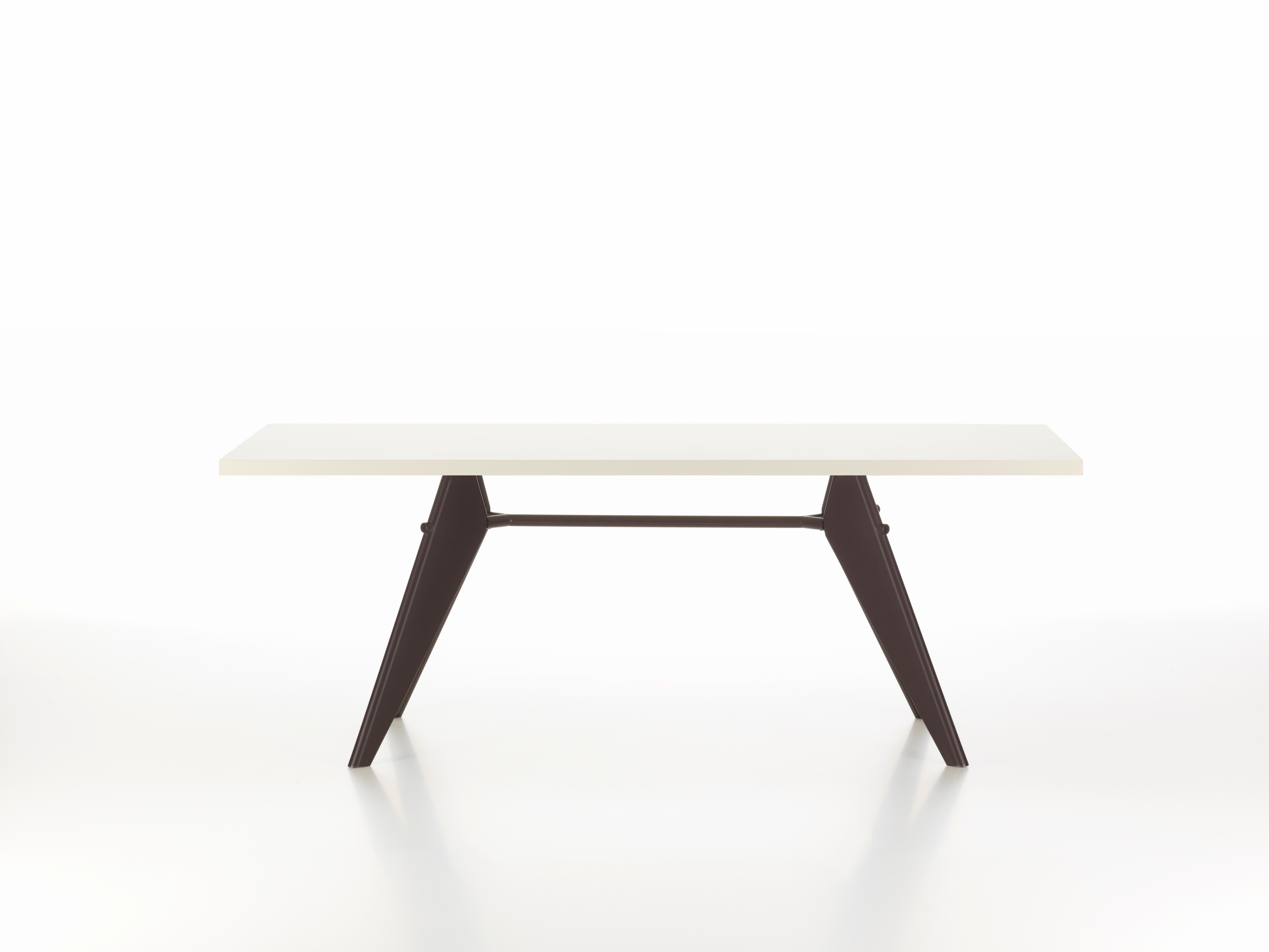 These items are currently only available in the United States.

The aesthetic appearance of Jean Prouvé's EM table adheres to structural principles, illustrating the flow of forces and stresses in its construction. It comes in a range of sizes with