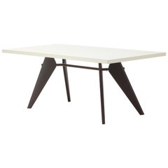 Vitra EM Table in Ivory HPL and Deep Black by Jean Prouvé