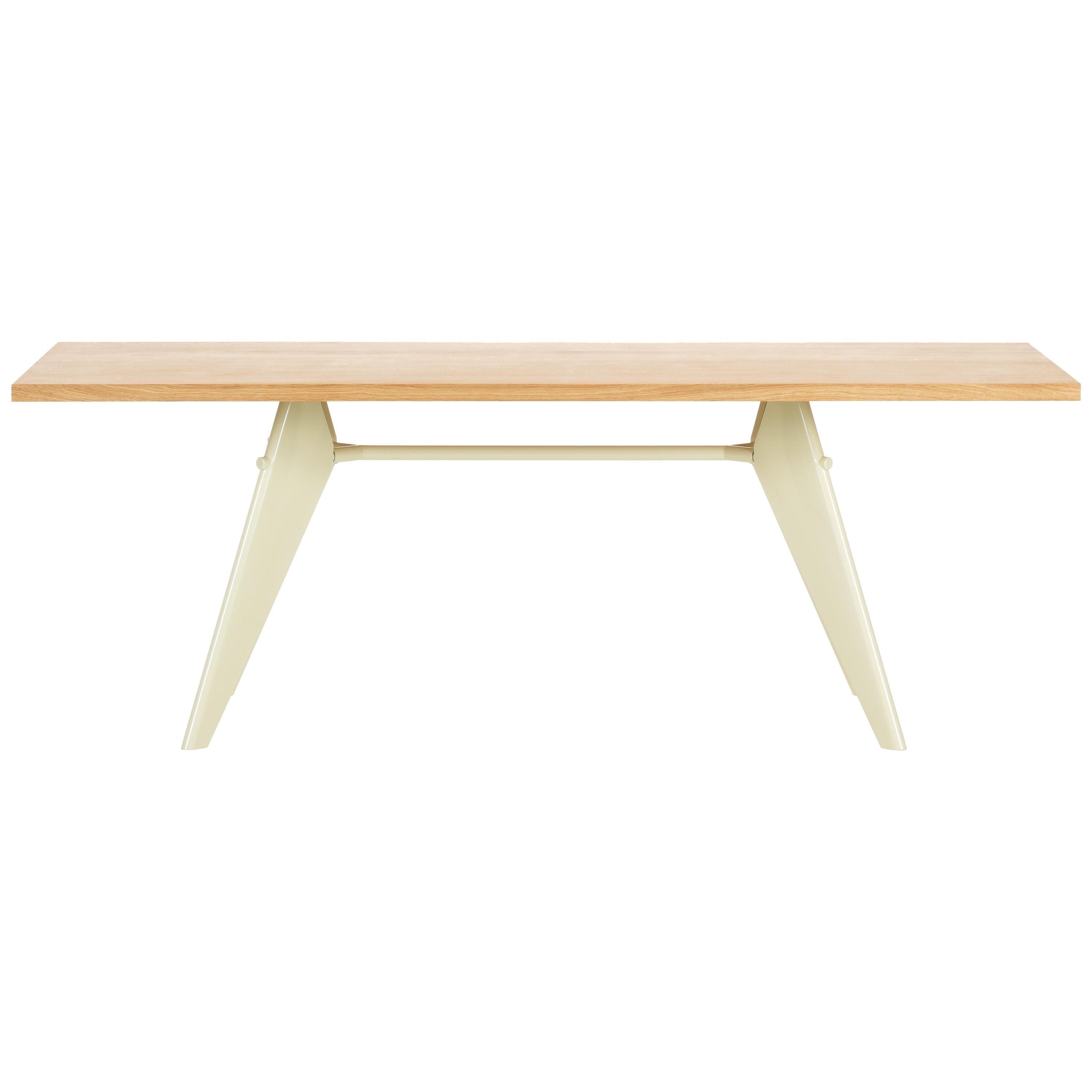 Vitra EM Table in Solid Natural Oak & Ecru by Jean Prouvé For Sale