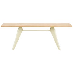 Vitra EM Table in Solid Natural Oak & Ecru by Jean Prouvé