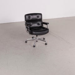 Vitra ES 104 Lobby Chair Designer Leather Armchair Black Genuine Leather