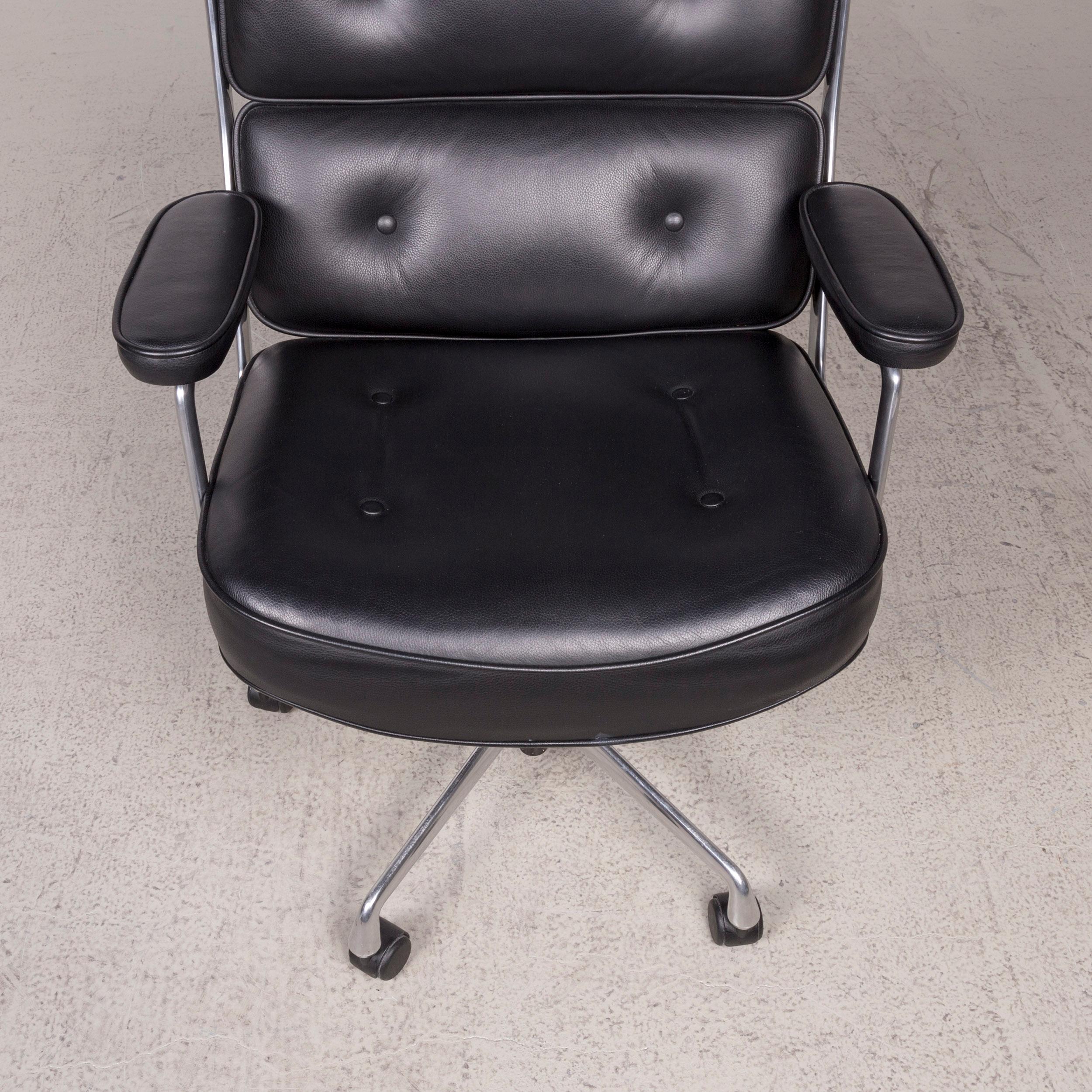 German Vitra ES 104 Lobby Chair Designer Leather Armchair Black Genuine Leather