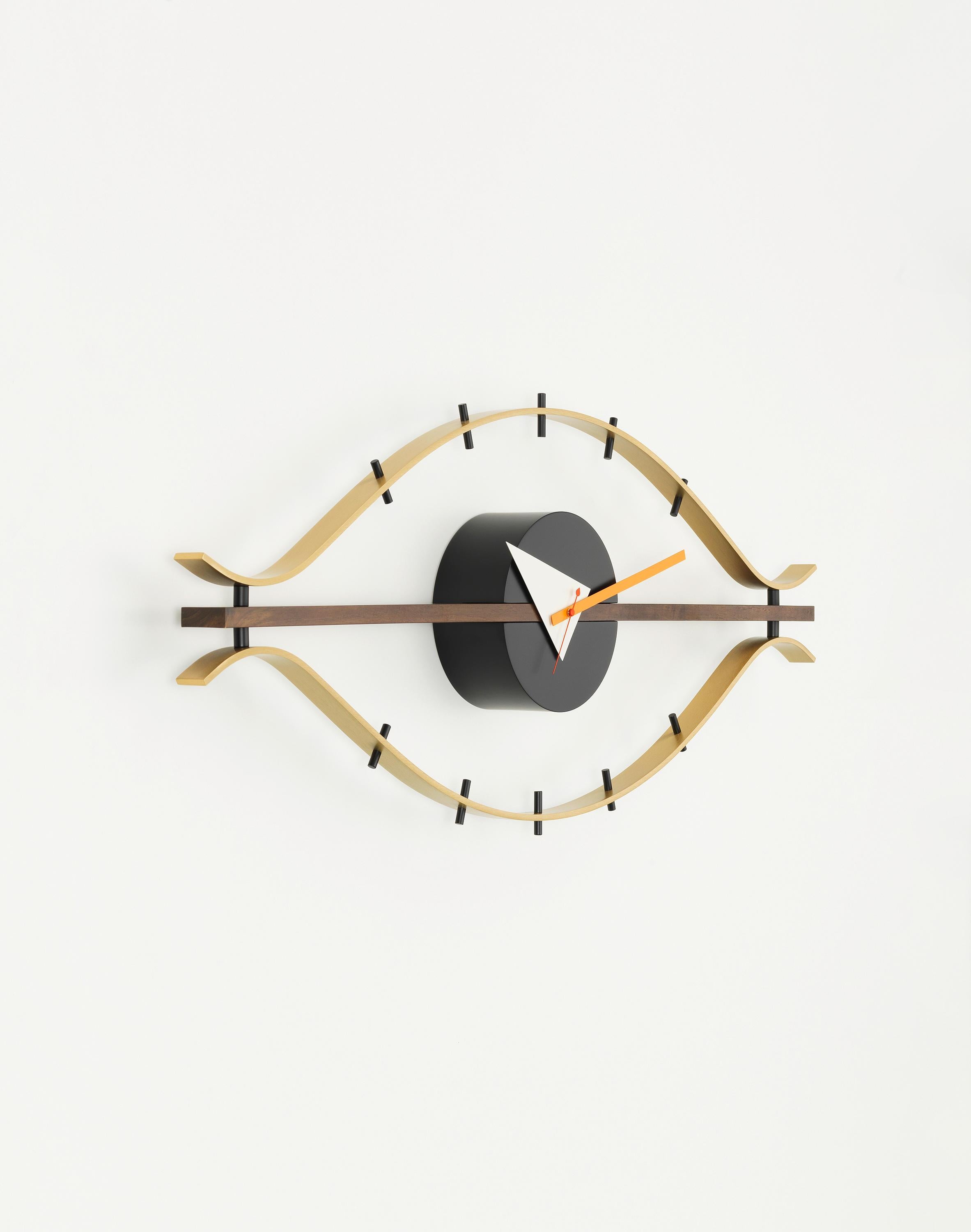 Vitra Eye Clock in Brass and Walnut by Nelson For Sale at 1stDibs