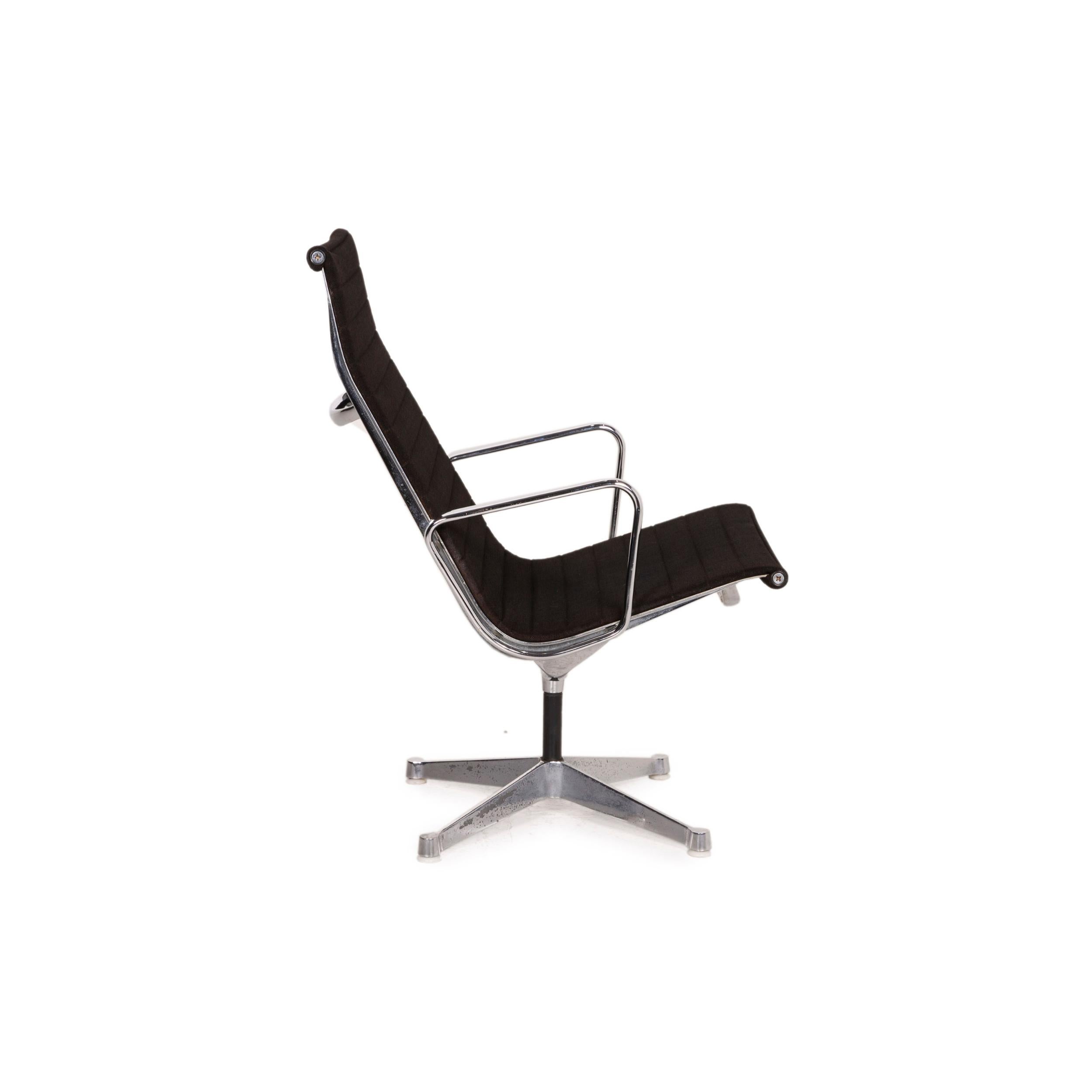 German Vitra Fabric Armchair Black Hermann Miller Aluminum Chair