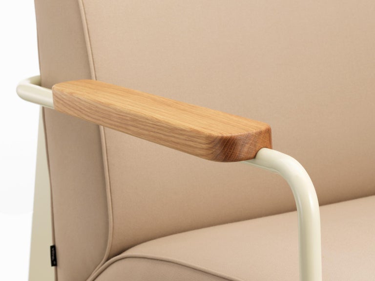 Vitra Fauteuil De Salon Armchair in Beige with Ecru Base by Jean Prouvé