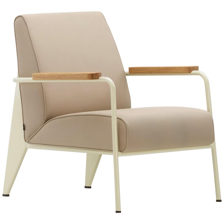 Vitra Fauteuil De Salon Armchair in Beige with Ecru Base by Jean Prouvé
