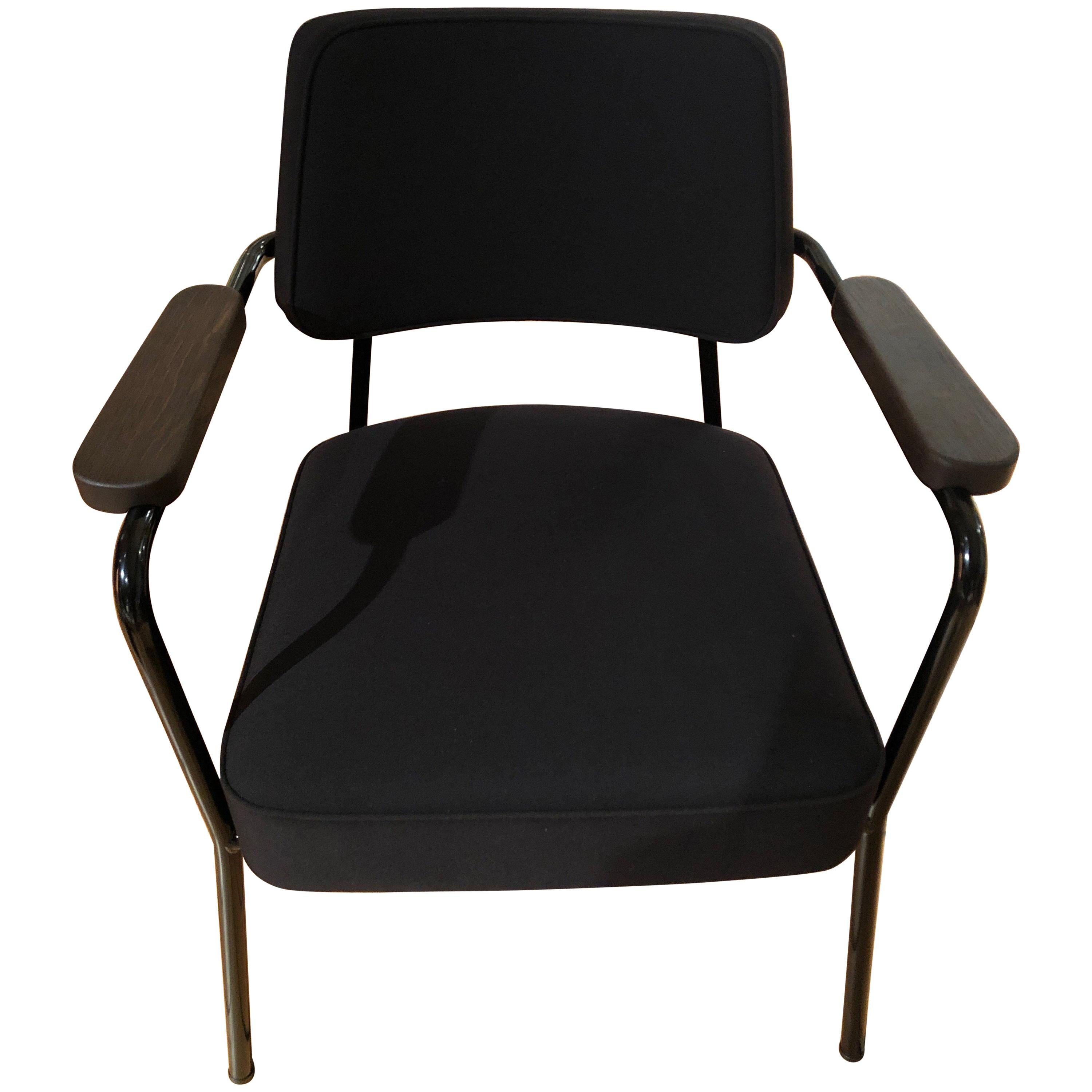 Vitra Fauteuil Direction in Black Twill & Deep Black by Jean Prouvé, 1stdibs NY For Sale