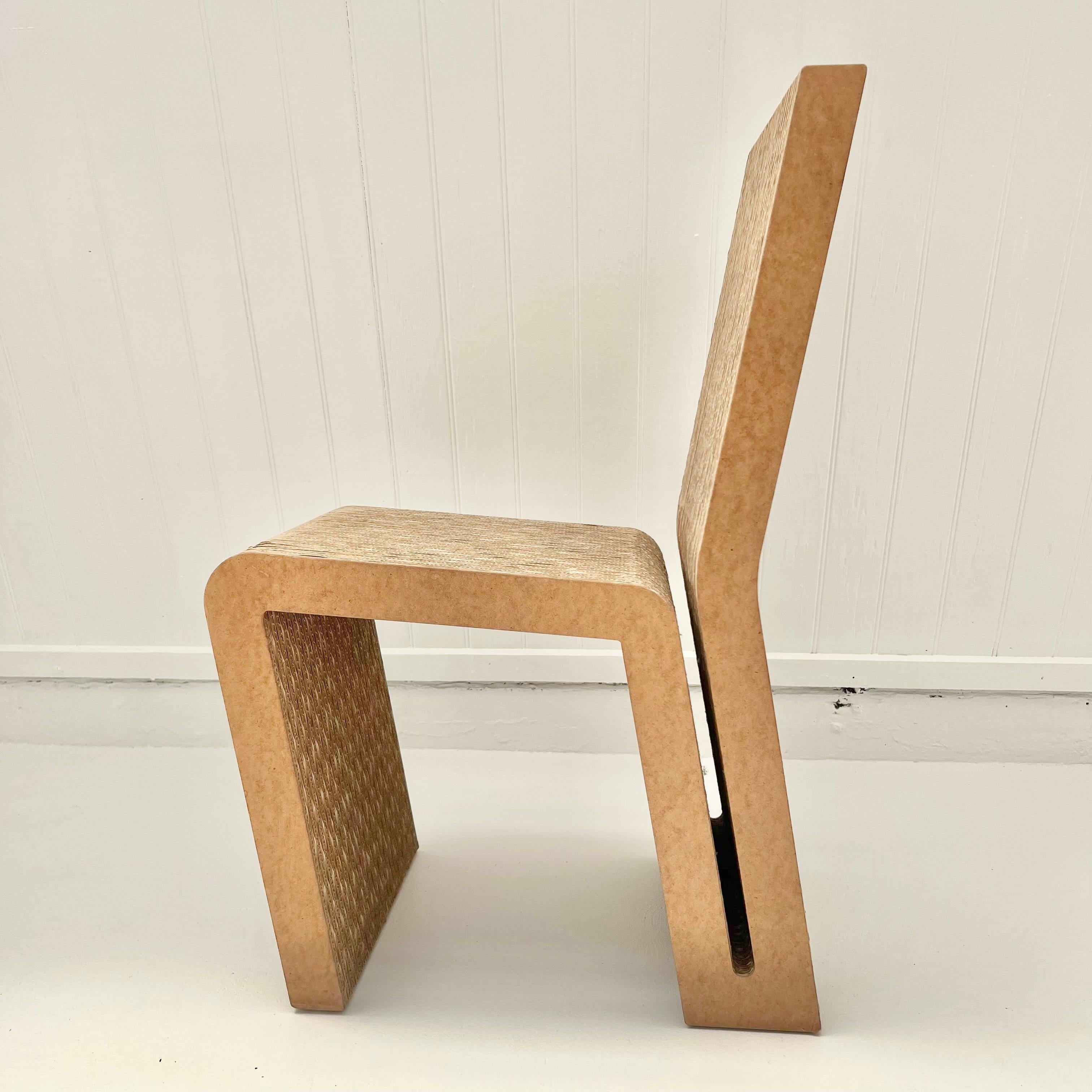 Rare experimental corrugated cardboard side chair from the 
