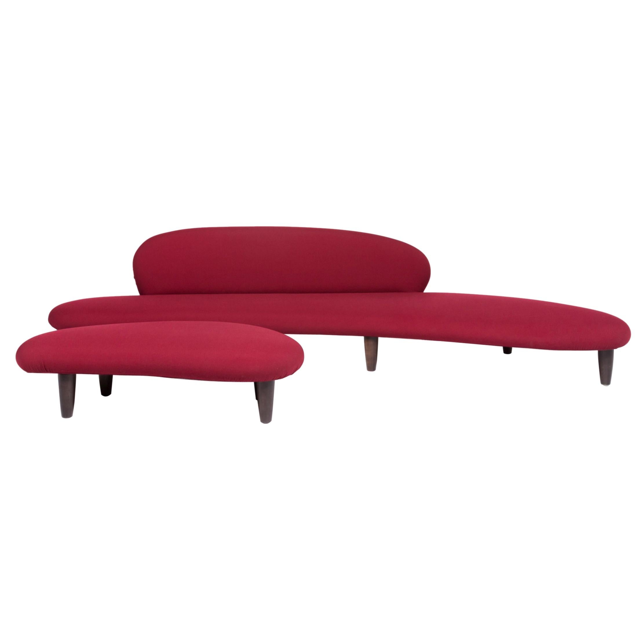 Tabouret de canapé à quatre places en tissu rouge marron Vitra Freeform en vente