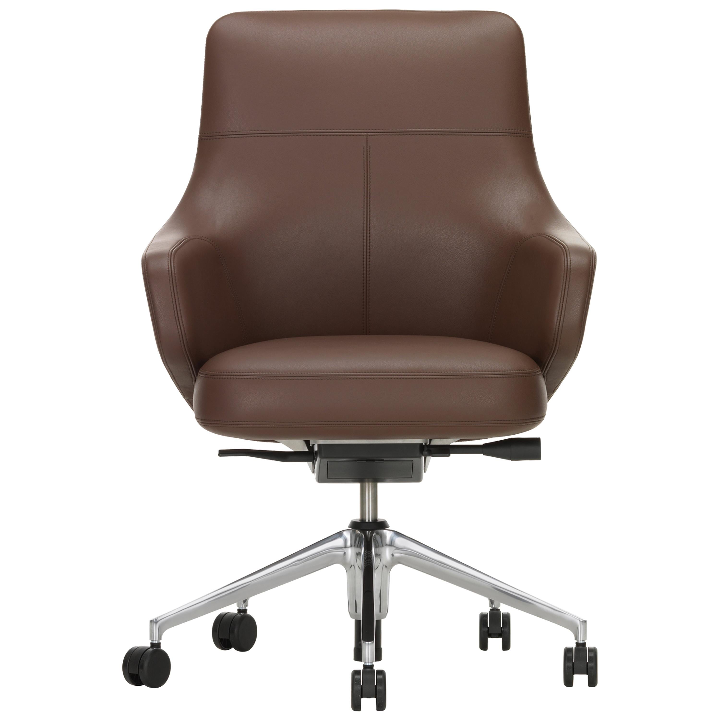 Vitra Grand Executive Lowback Chair in Maroon Leather by Antonio Citterio For Sale