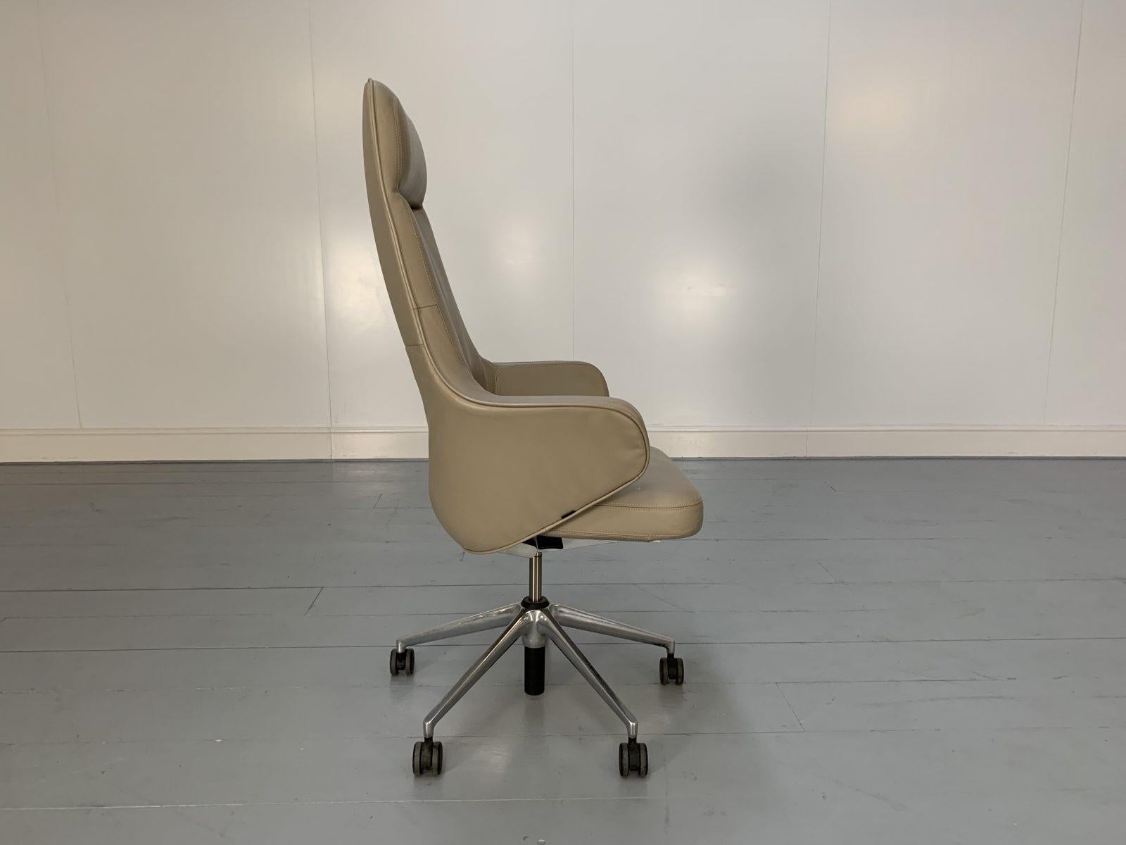 Vitra “Grand Executive” Office Armchair Chair in “Premium” Sand Leather In Good Condition In Barrowford, GB