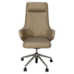 Vitra “Grand Executive” Office Armchair Chair in “Premium” Sand Leather