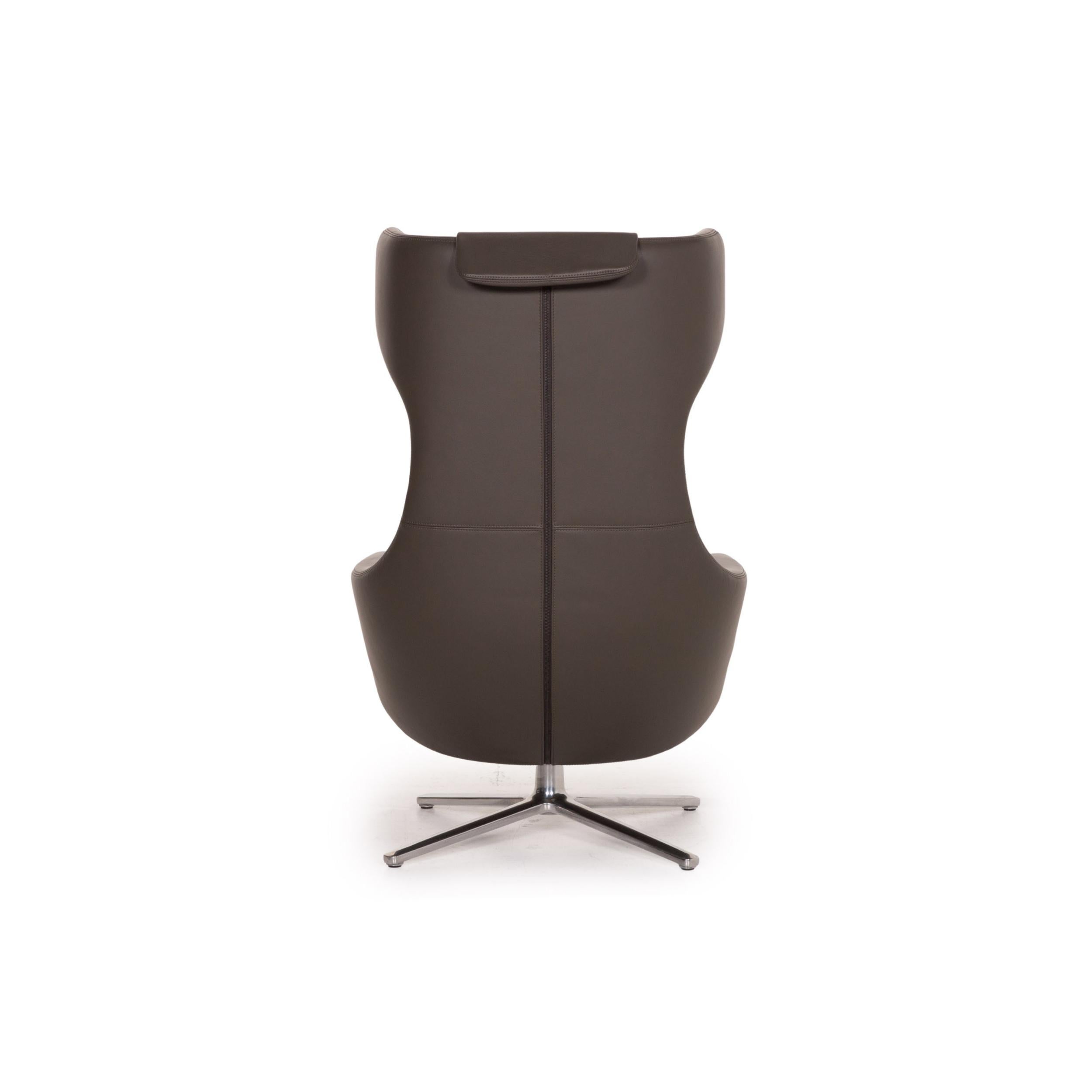 Vitra Grand Repos Leather Armchair Gray Dark Gray Function Wing Chair 4