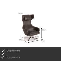 Vitra Grand Repos Leather Armchair Gray Dark Gray Function Wing Chair