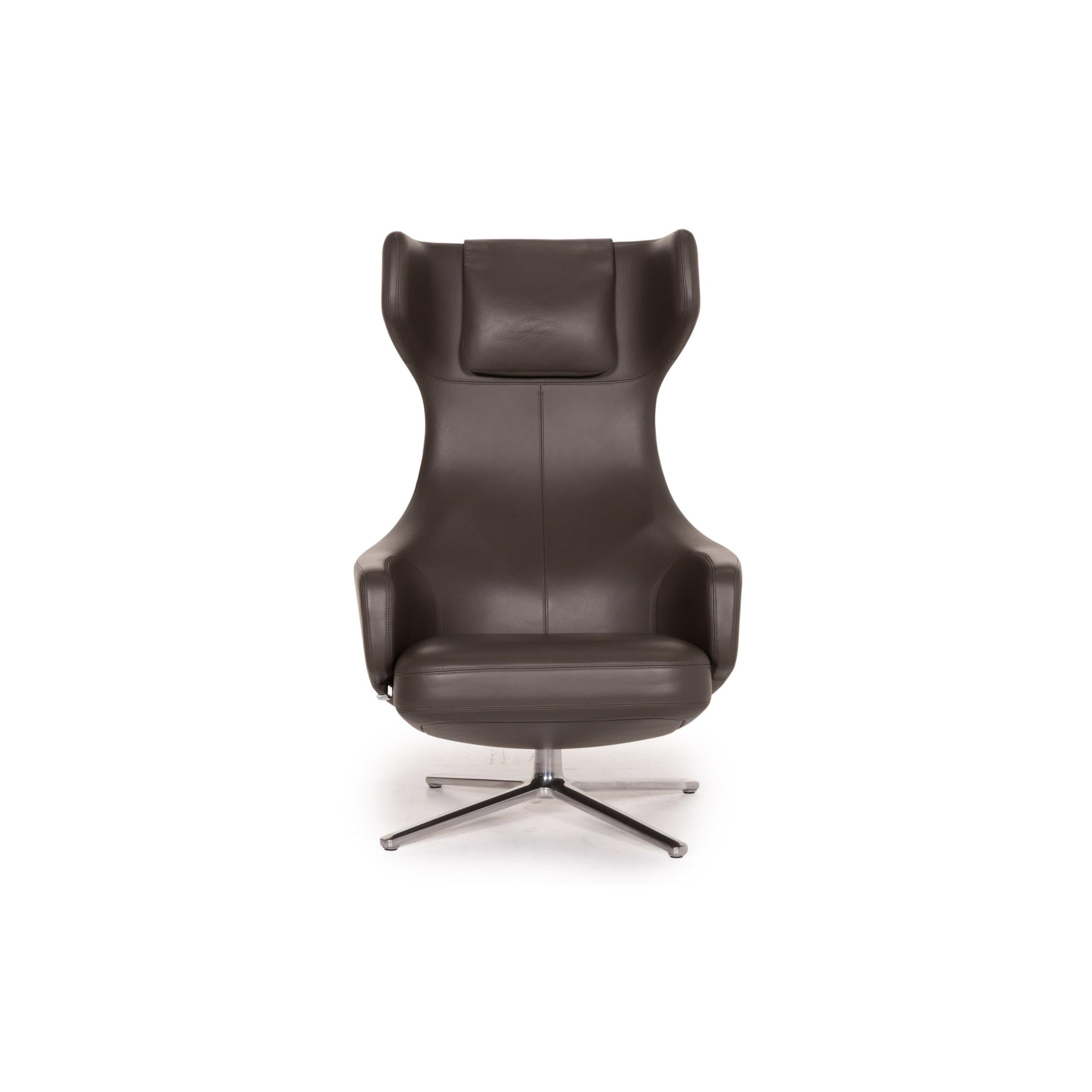 Vitra Grand Repos Leather Armchair Gray Dark Gray Function Wing Chair 1