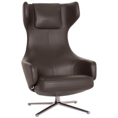Vitra Grand Repos Leather Armchair Gray Dark Gray Function Wing Chair
