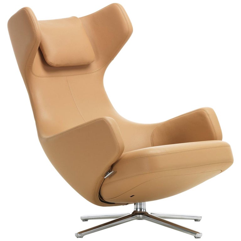Vitra Grand Repos Lounge Chair in Cashew Leather Premium by Antonio