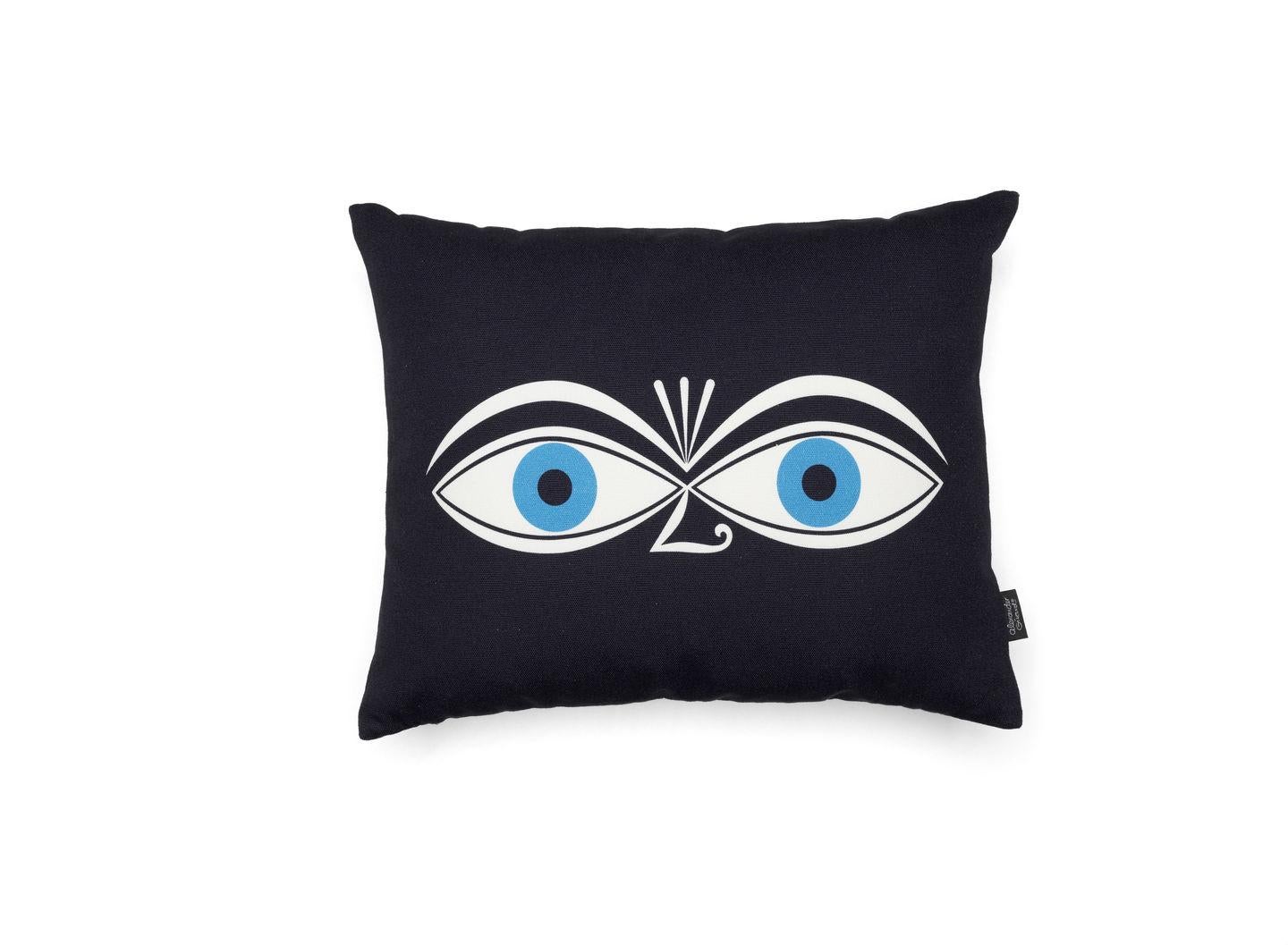 Modern Vitra Graphic Pillow with Green & Blue Eyes by Alexander Girard For Sale
