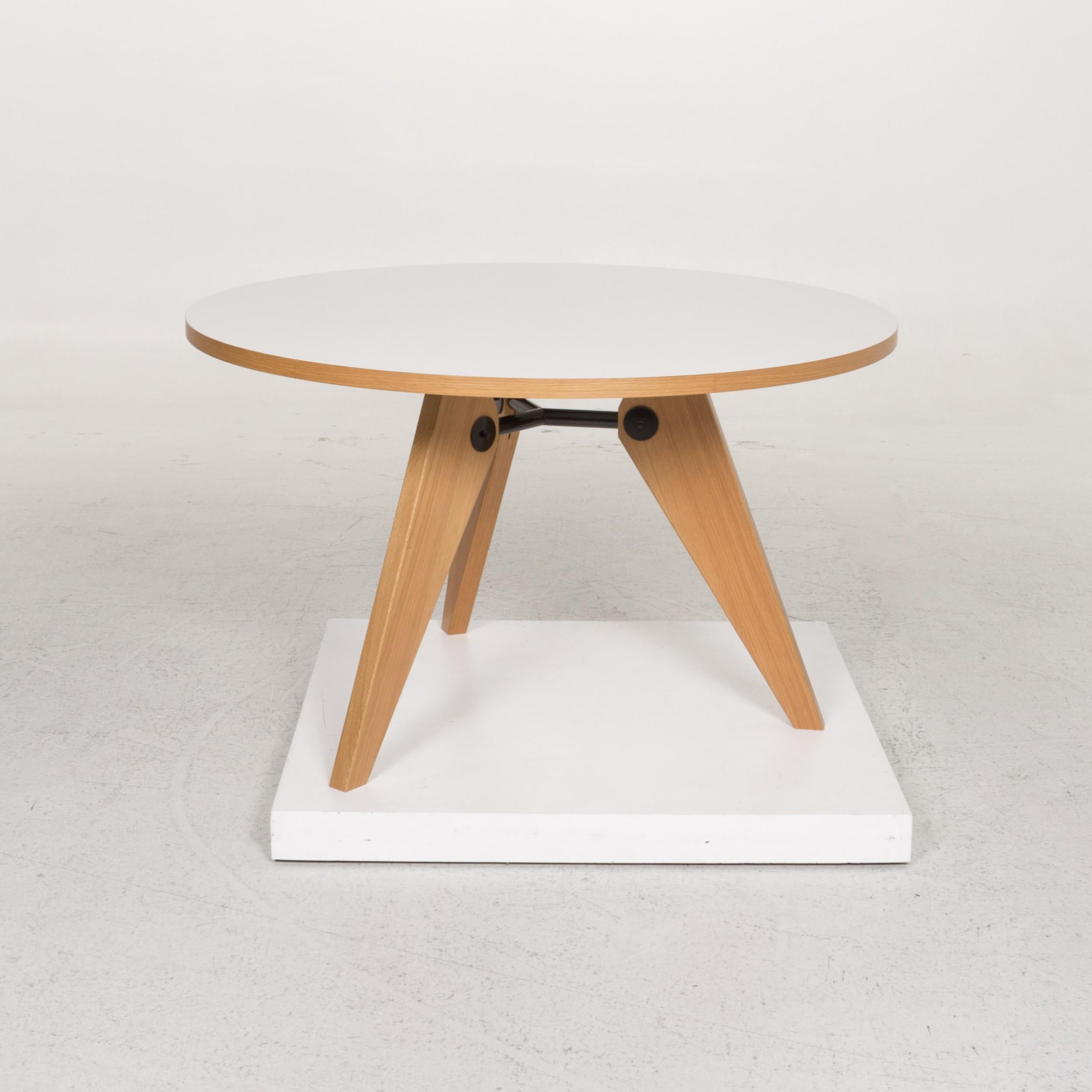 Vitra Gueridon Prouve Wood Dining Table White Round Table 3