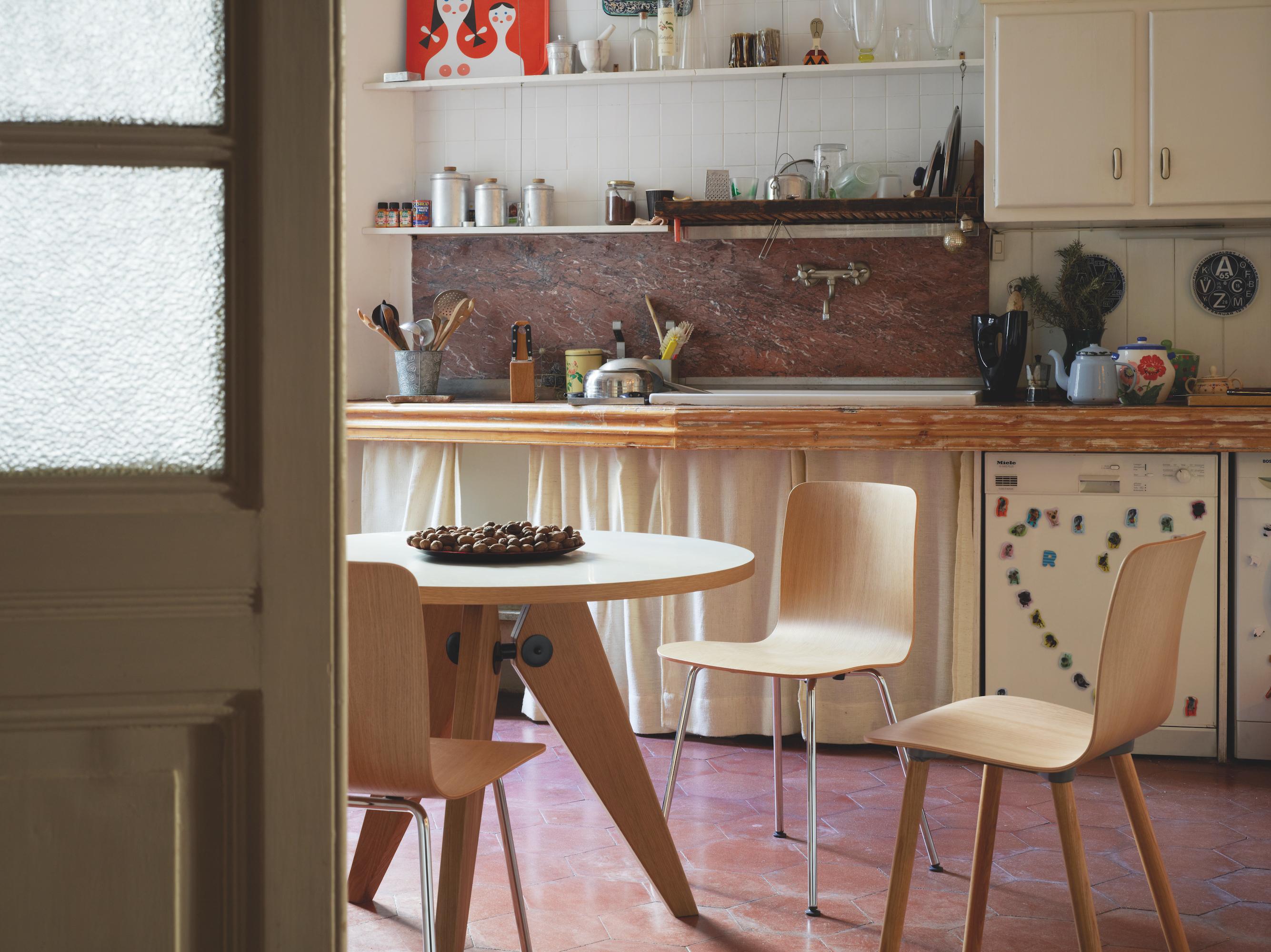 Swiss Vitra Guéridon Table in American Walnut Oak by Jean Prouvé For Sale